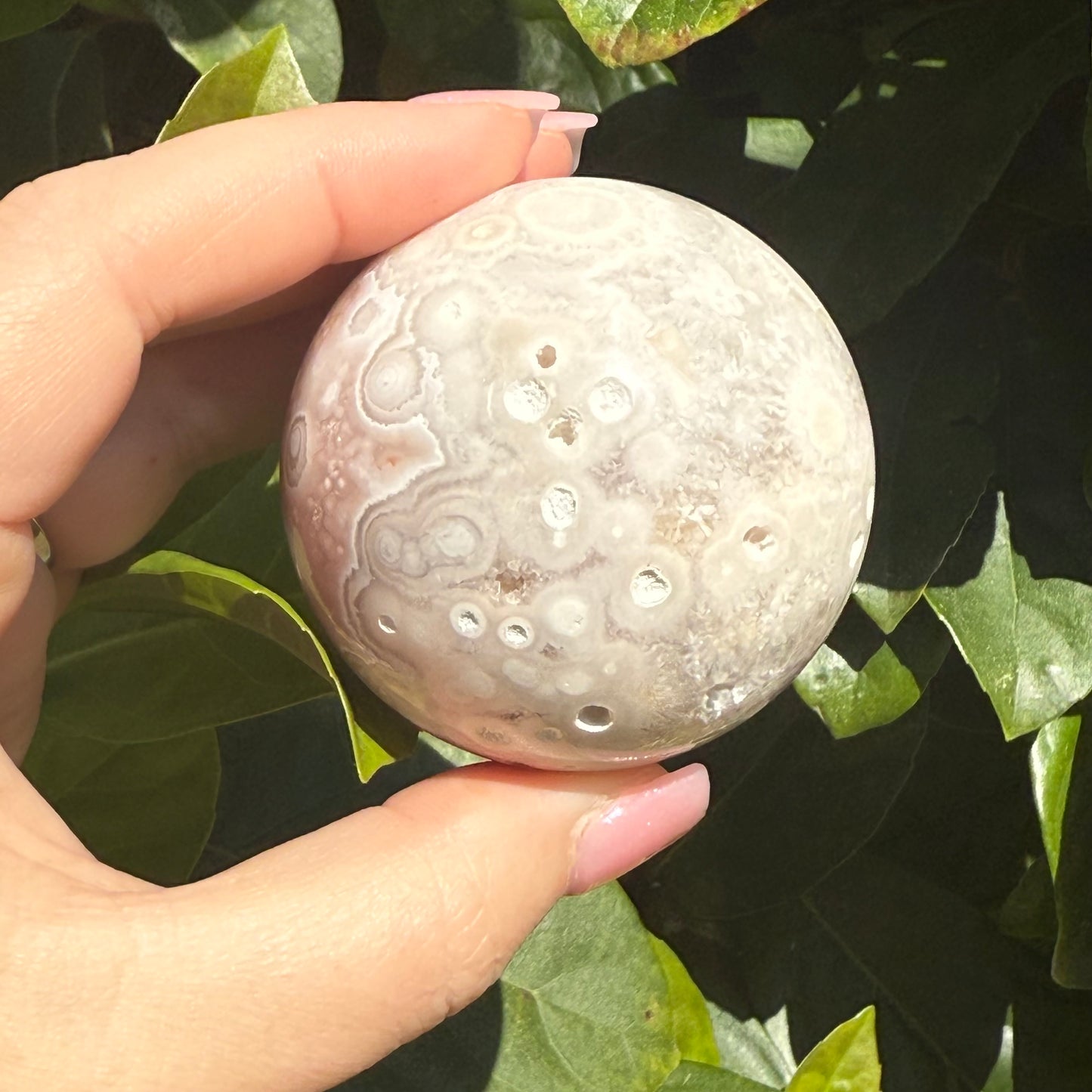 Pink Amethyst & Flower Agate Druzy Crystal Sphere
