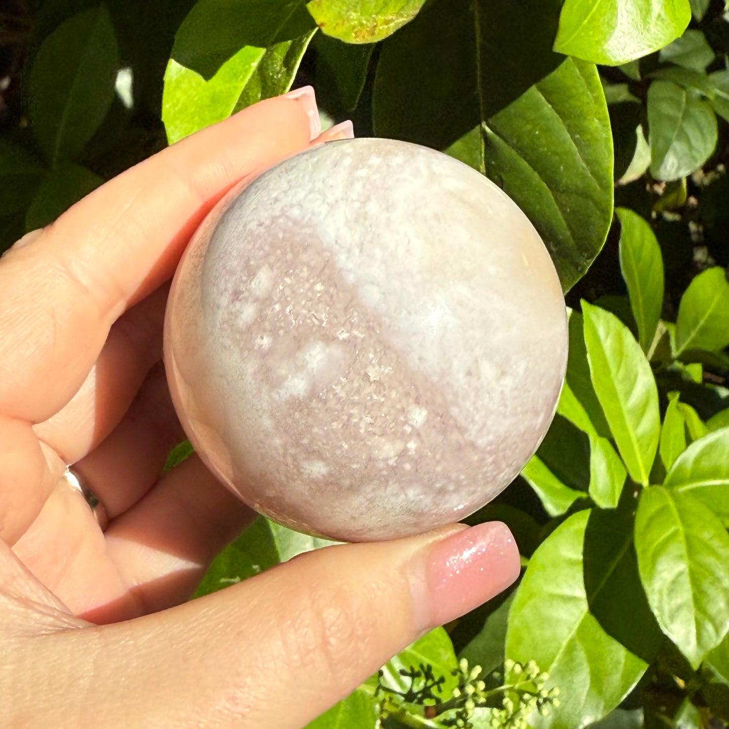 Pink Amethyst & Flower Agate Druzy Crystal Sphere