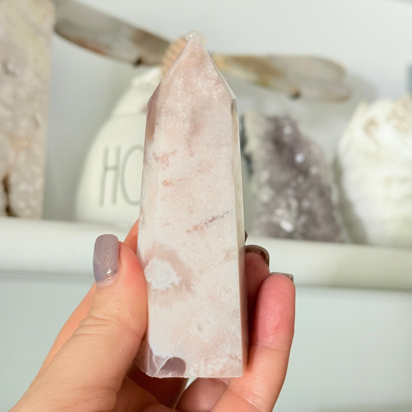 Pink Amethyst & Flower Agate Crystal Tower