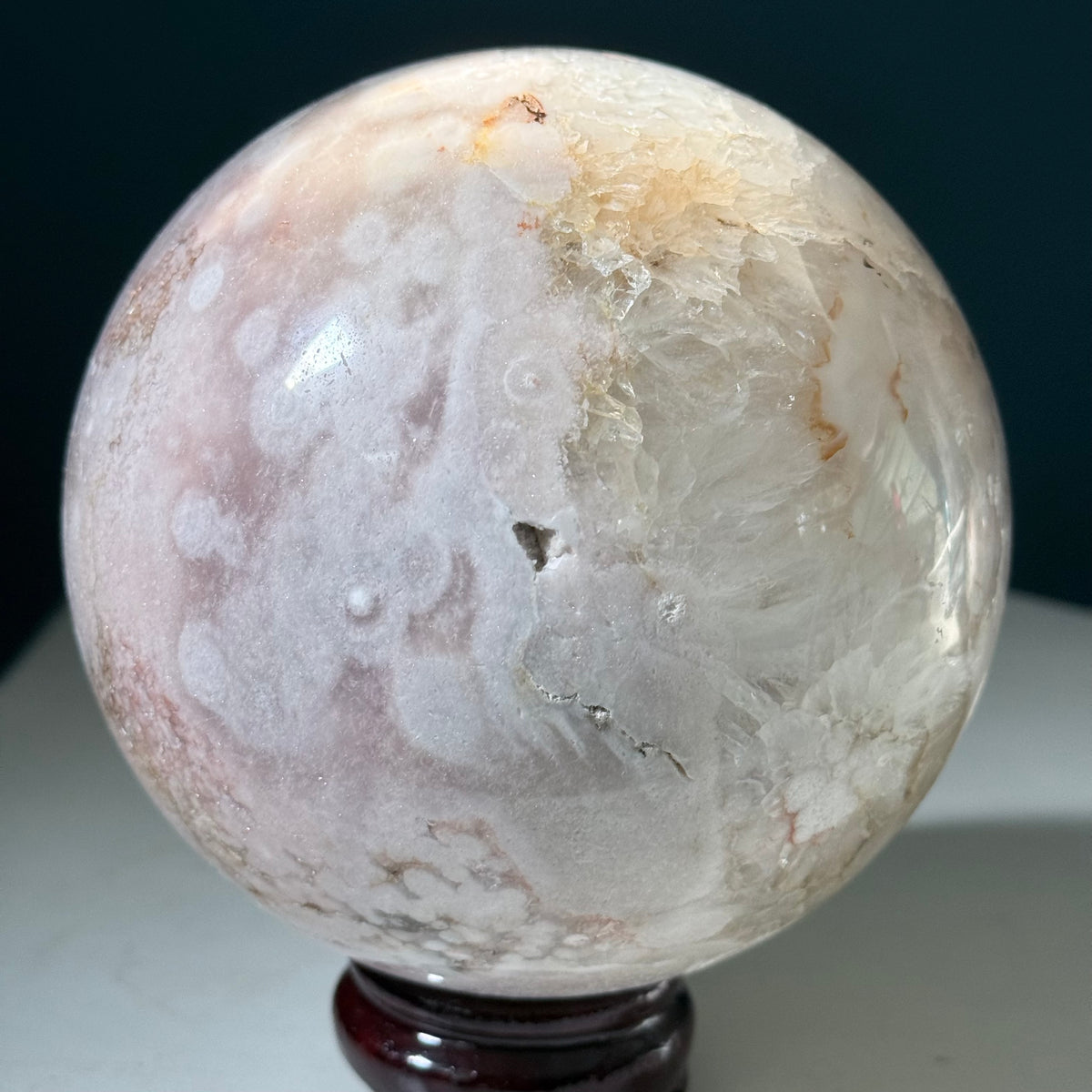 Pink Amethyst & Flower Agate Druzy Crystal Sphere 6lbs