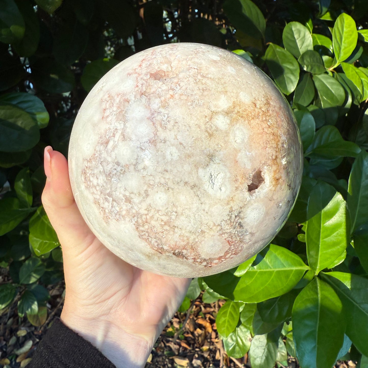 Pink Amethyst & Flower Agate Druzy Crystal Sphere 6lbs
