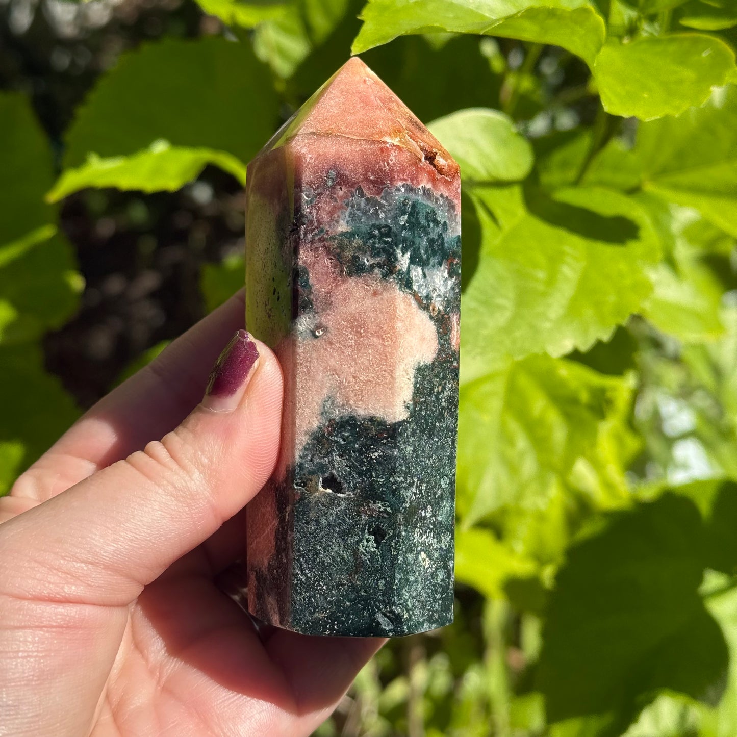 Pink Amethyst & Jasper Crystal Tower