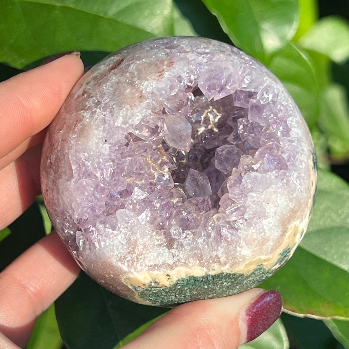 Incredible Druzy Pink Amethyst Crystal Sphere