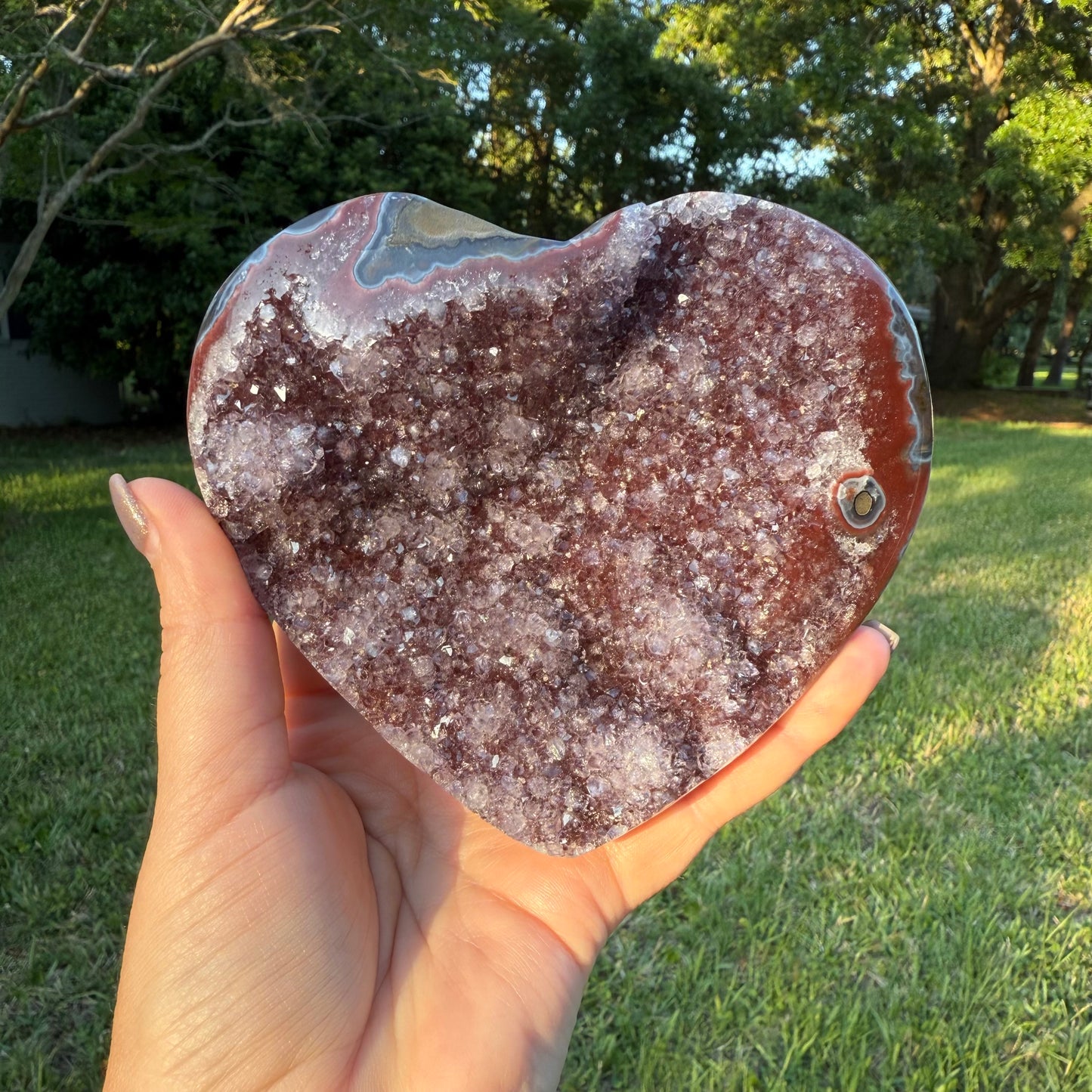 Red Rainbow Ameythyst Crystal Heart Carving
