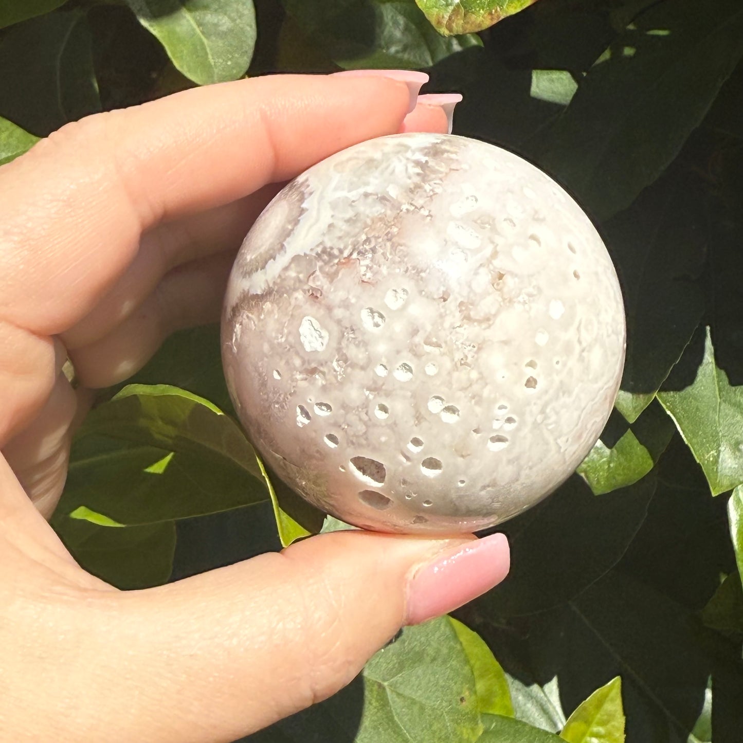 Pink Amethyst & Flower Agate Druzy Crystal Sphere