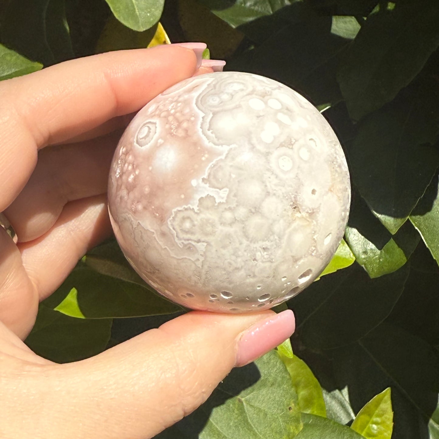 Pink Amethyst & Flower Agate Druzy Crystal Sphere