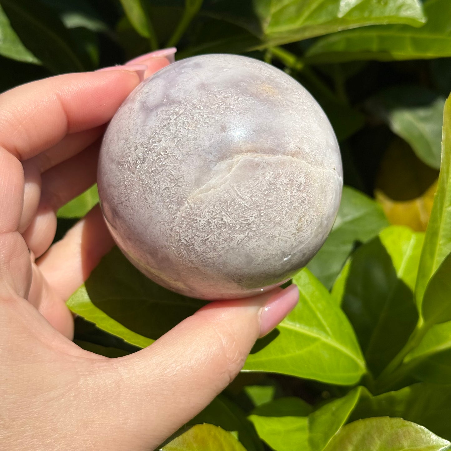 Pink Amethyst & Flower Agate Druzy Crystal Sphere