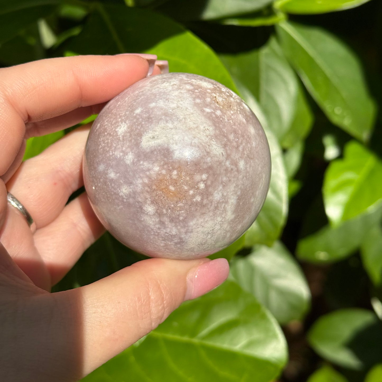 Pink Amethyst & Flower Agate Druzy Crystal Sphere