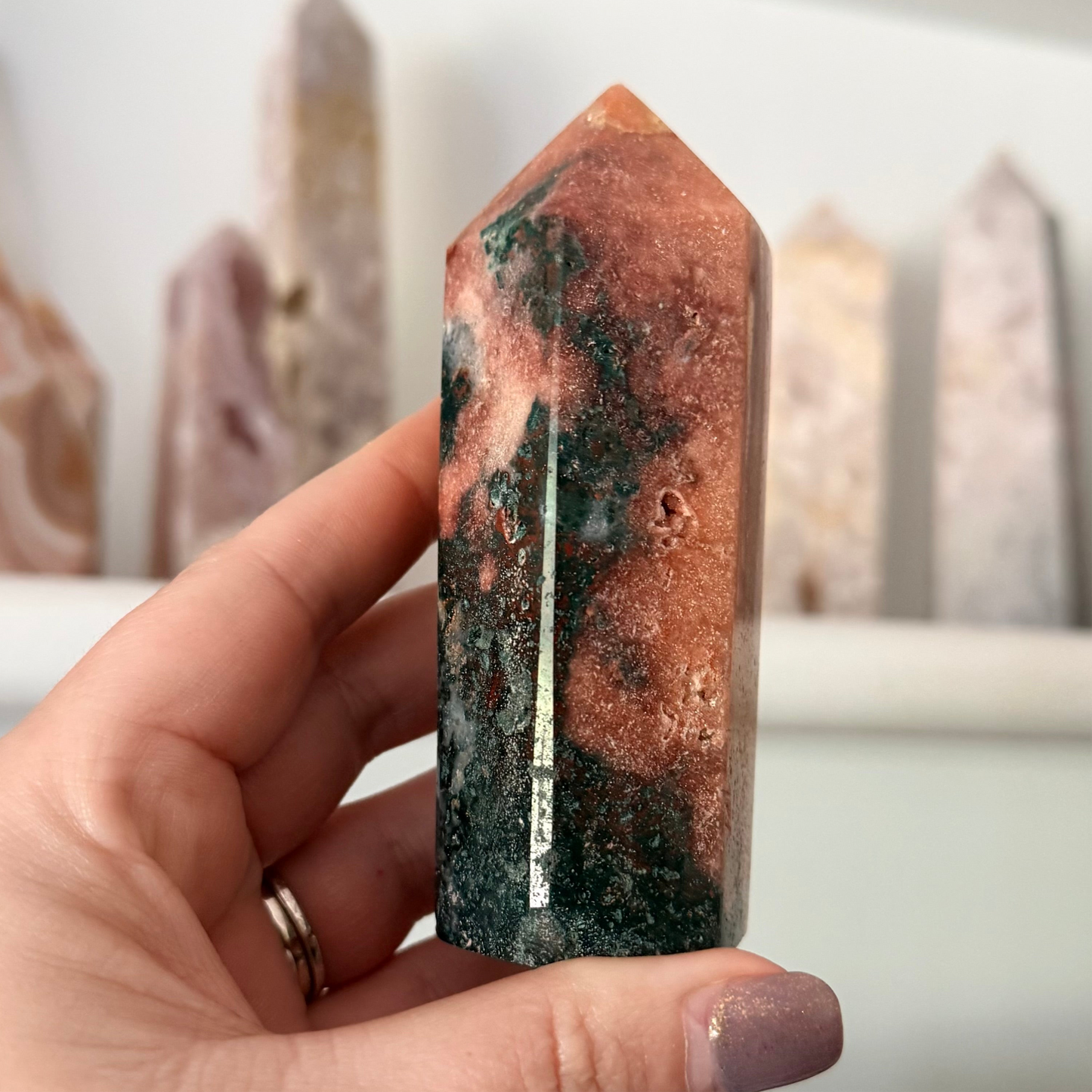 Pink Amethyst & Jasper Crystal Tower