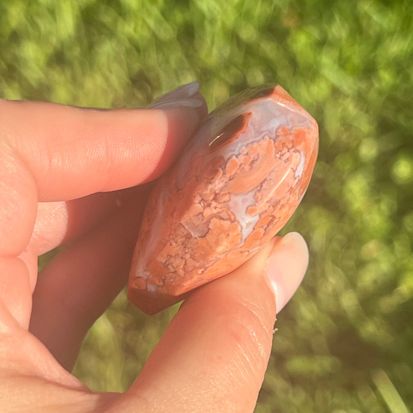 Pink Agate Crystal Heart Carving