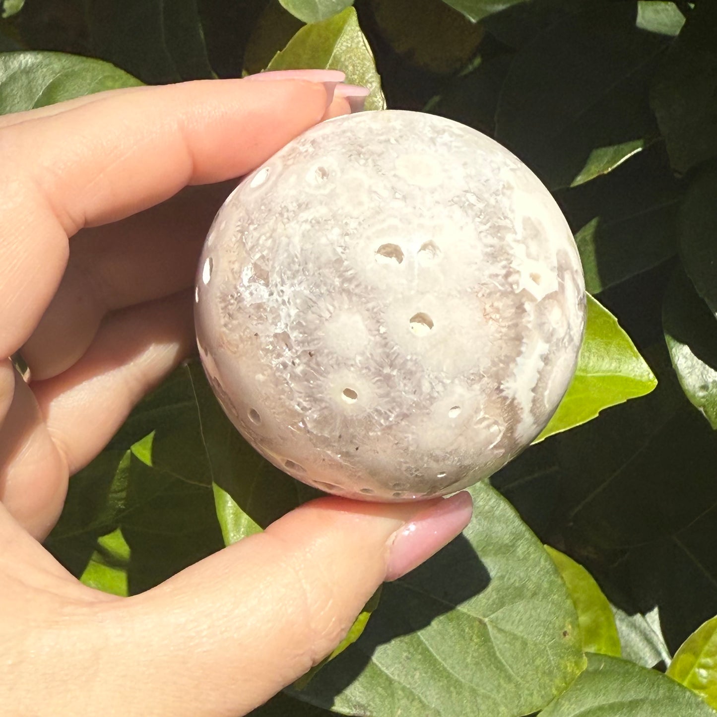 Pink Amethyst & Flower Agate Druzy Crystal Sphere