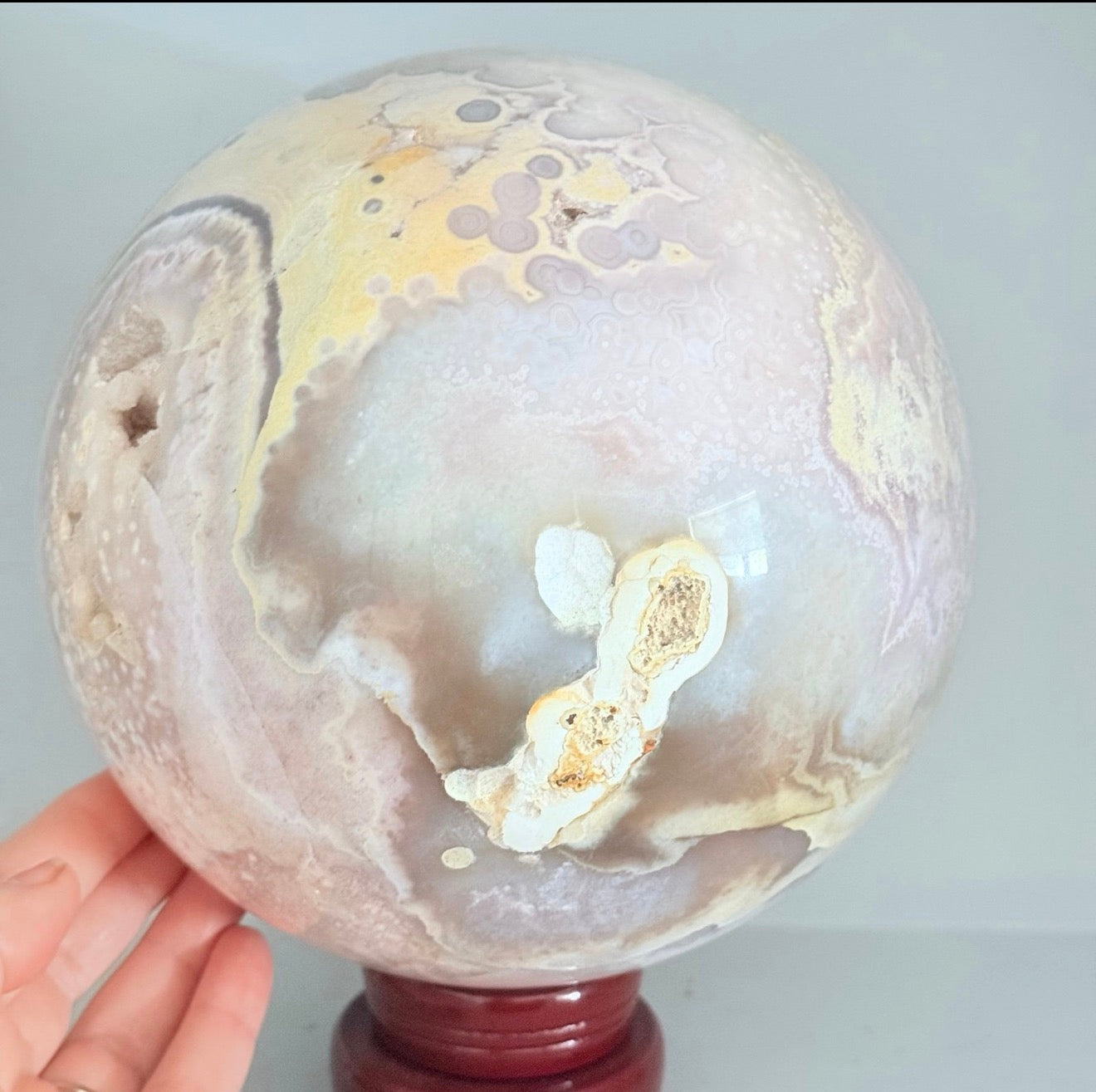 Natural Sugar Druzy Cherry Blossom Agate Crystal Sphere