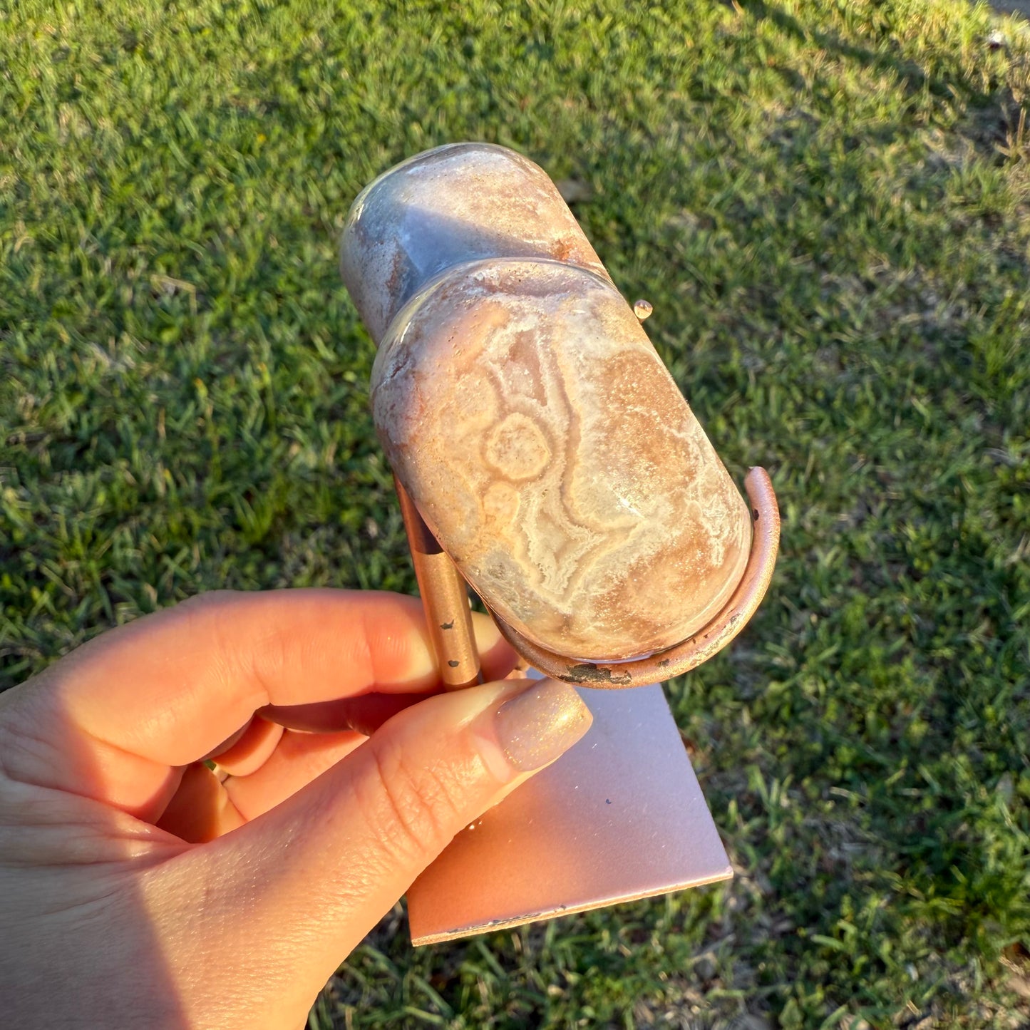 Pink Amethyst Crystal Heart Carving
