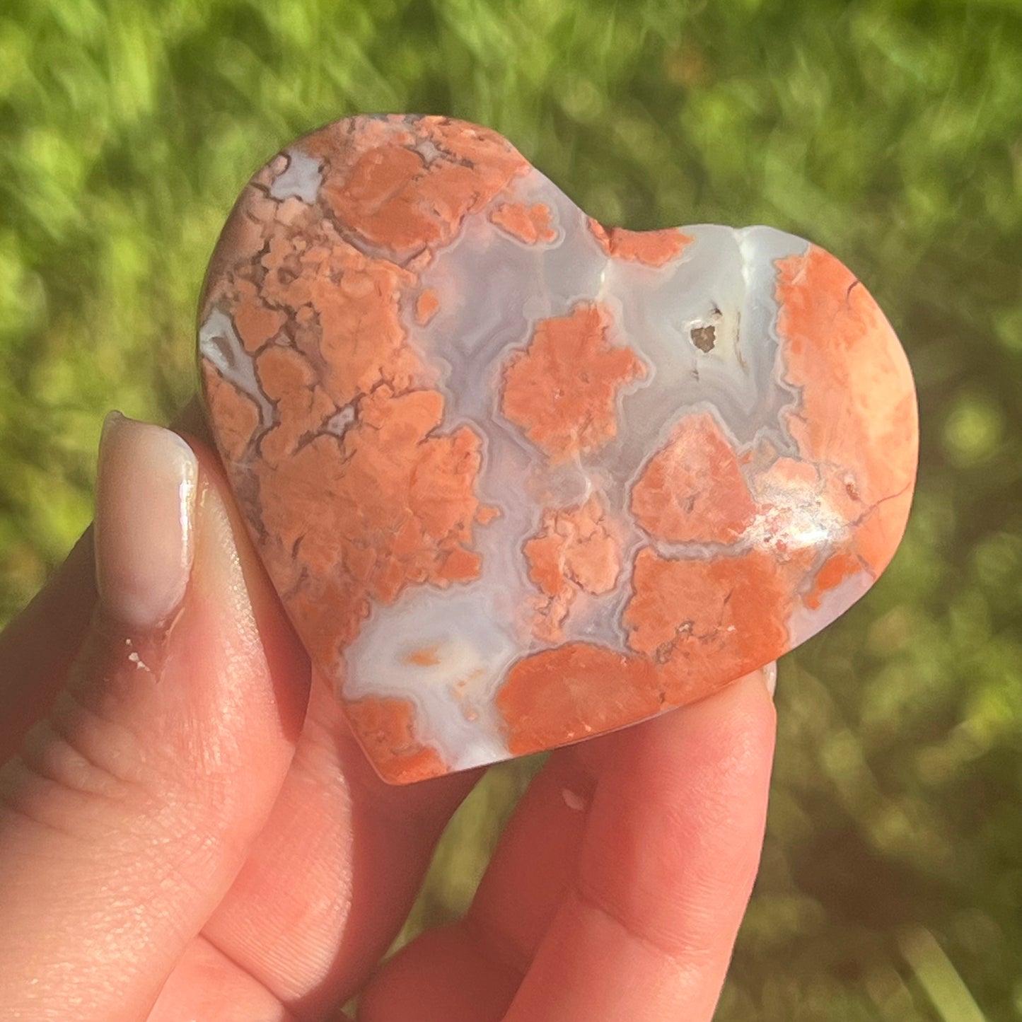 Pink Agate Crystal Heart Carving