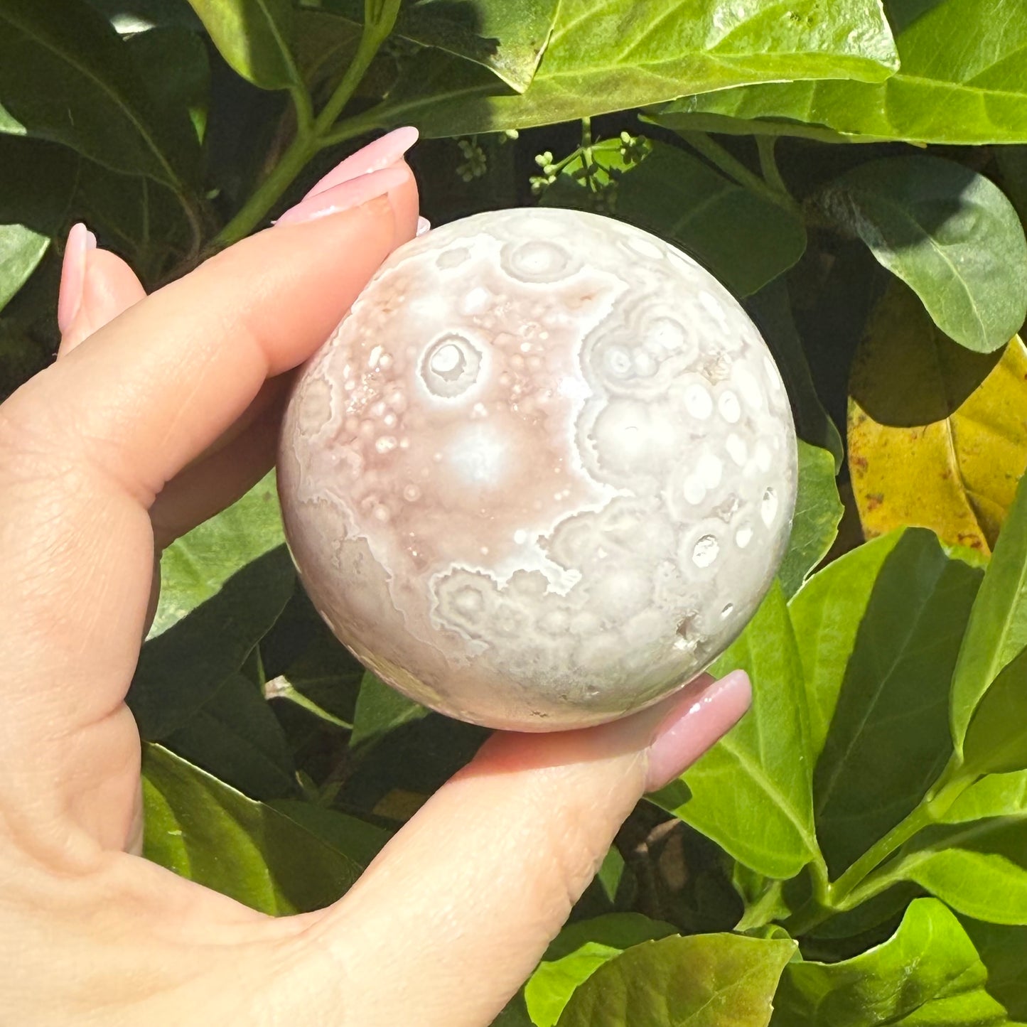 Pink Amethyst & Flower Agate Druzy Crystal Sphere