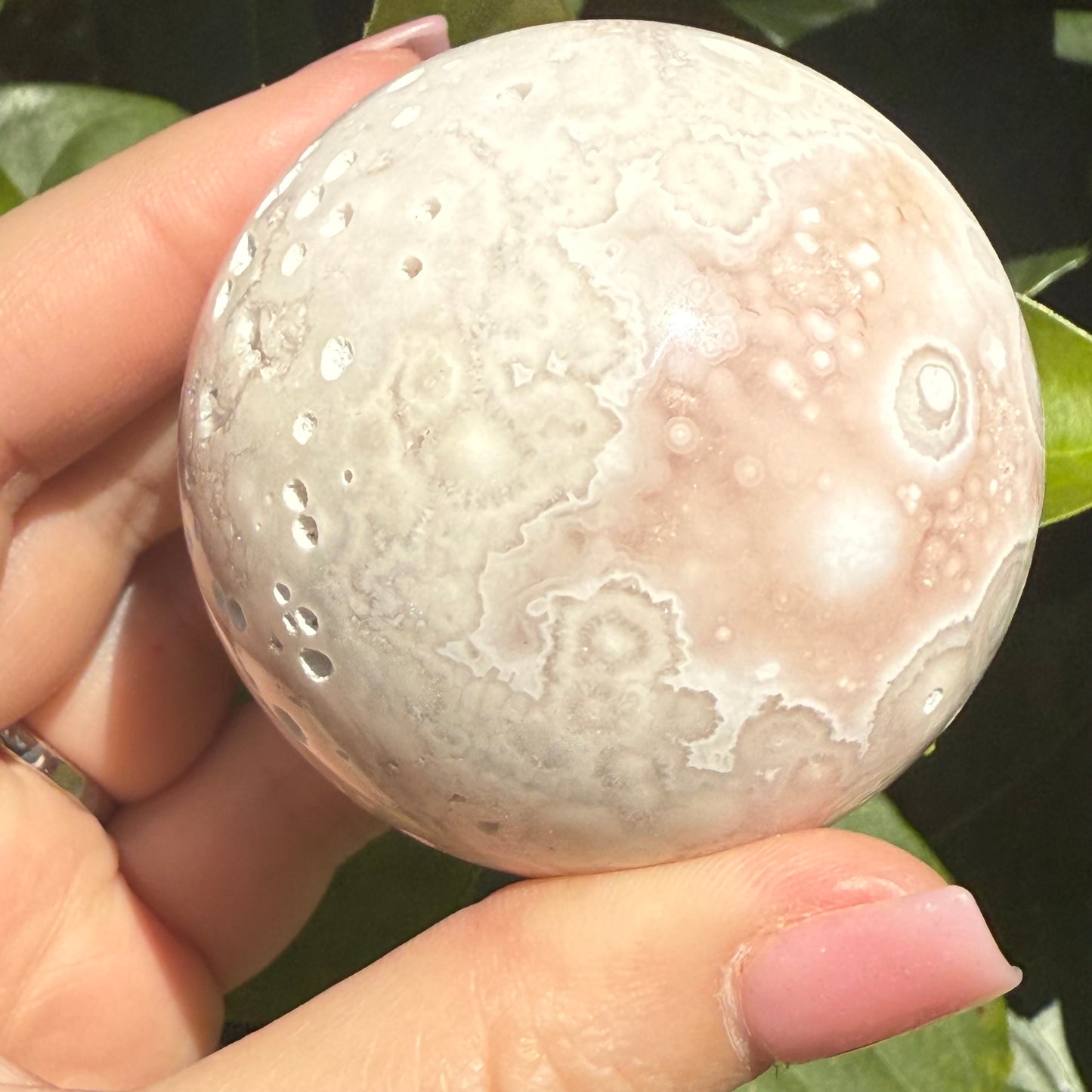 Pink Amethyst & Flower Agate Druzy Crystal Sphere