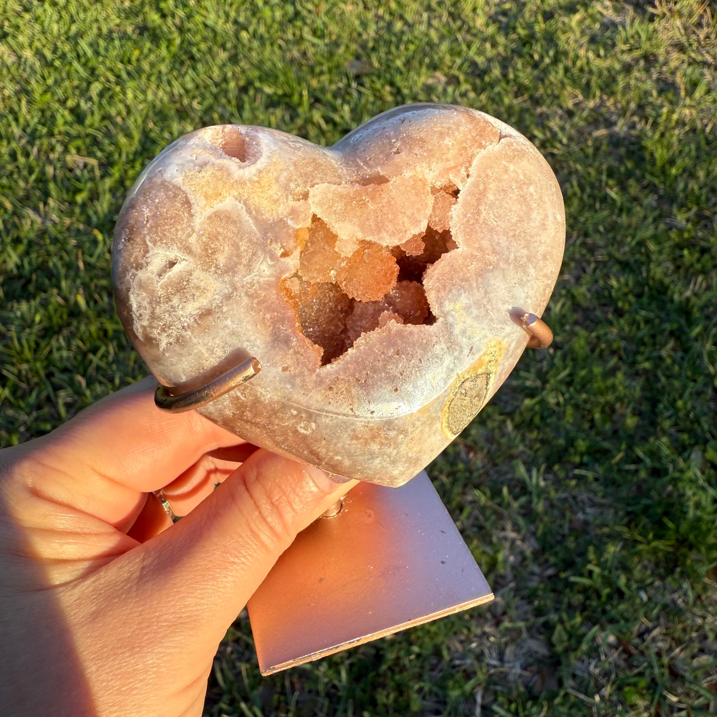 Pink Amethyst Crystal Heart Carving