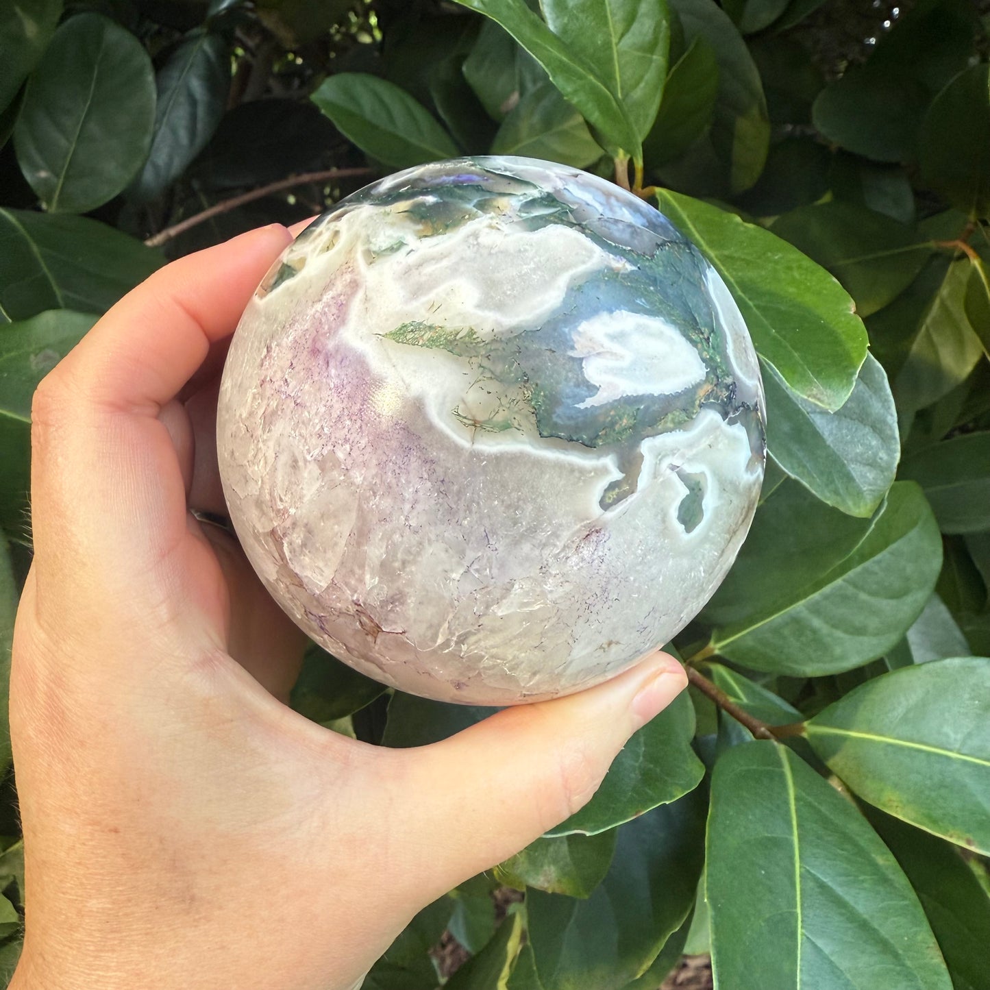 Moss Agate Crystal Sphere