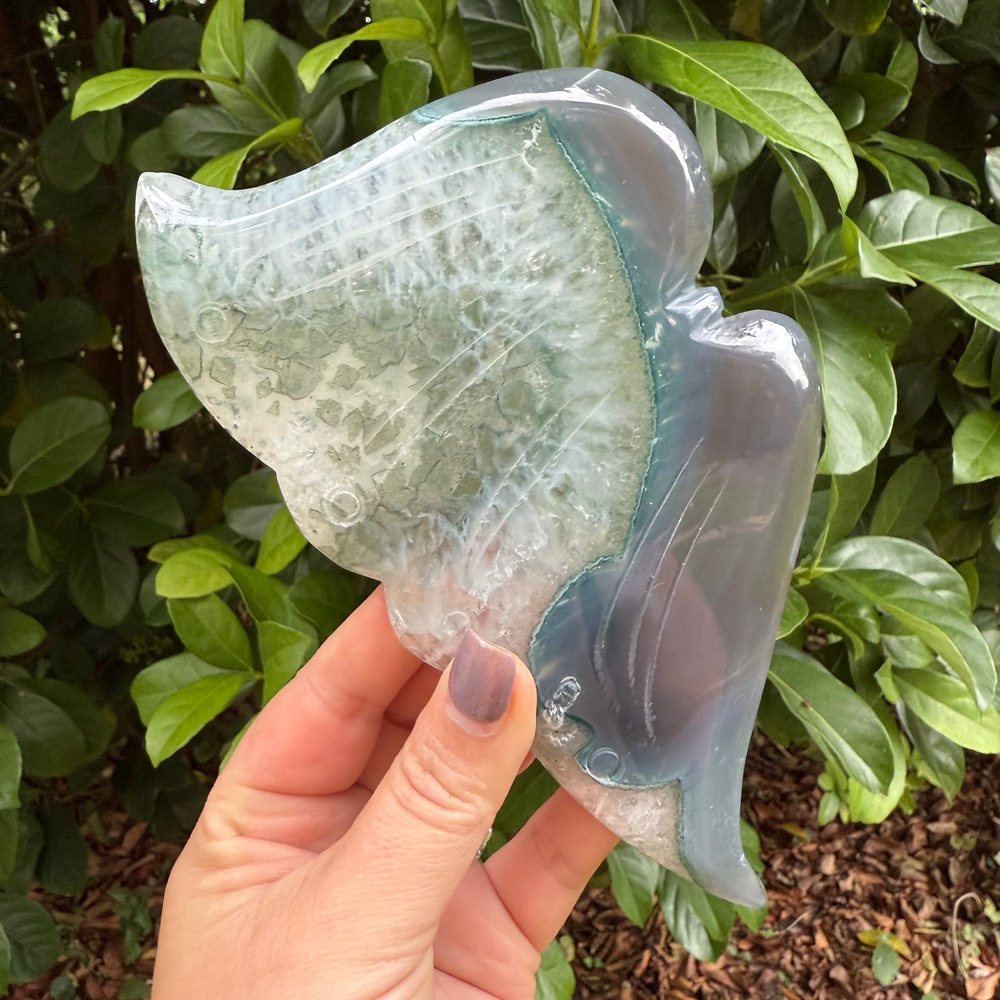 Natural Moss Agate Butterfly Crystal Wings