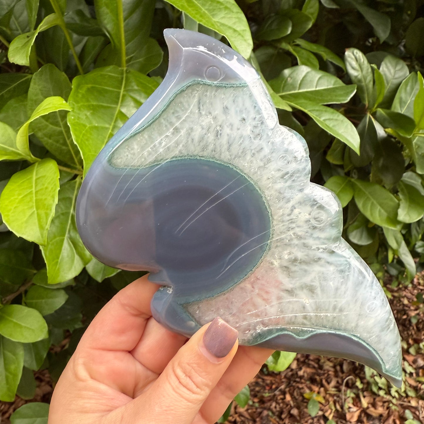 Natural Moss Agate Butterfly Crystal Wings