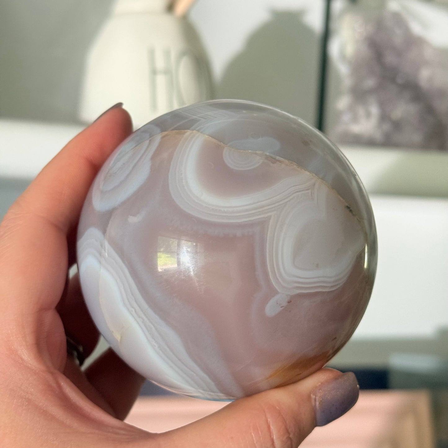 Druzy Pink Jelly Agate Crystal Sphere