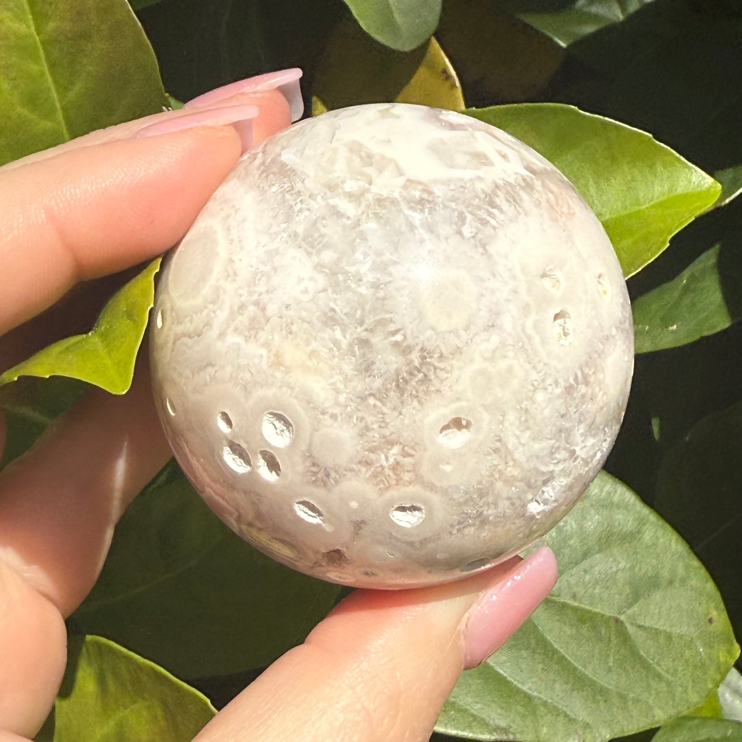 Pink Amethyst & Flower Agate Druzy Crystal Sphere