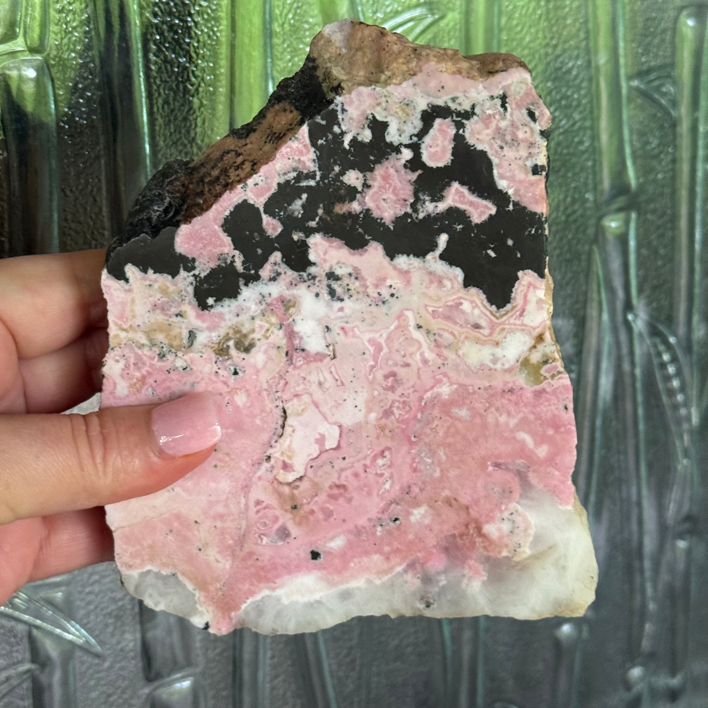 Peruvian Rhodochrosite Crystal Carving Slab