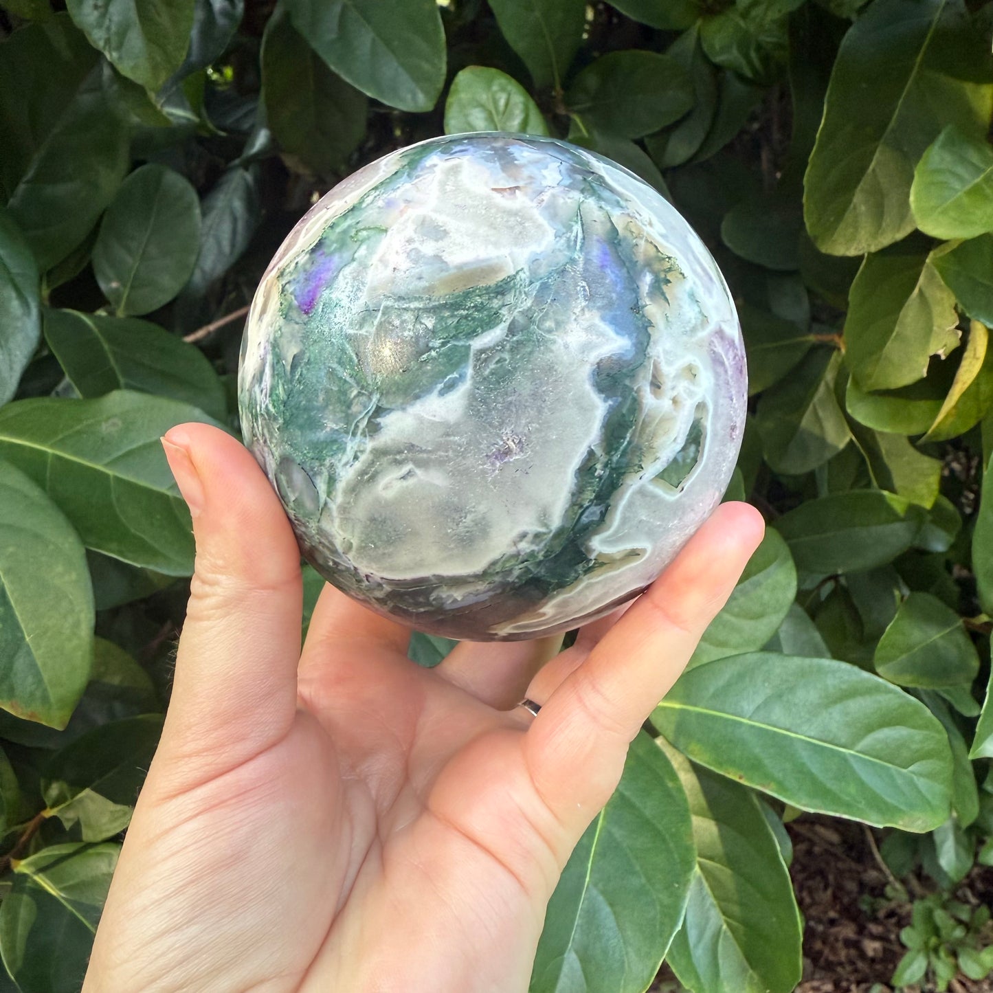 Moss Agate Crystal Sphere