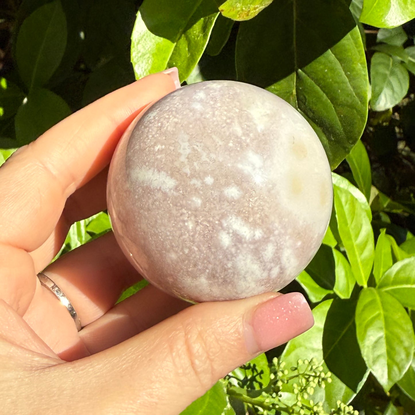 Pink Amethyst & Flower Agate Druzy Crystal Sphere