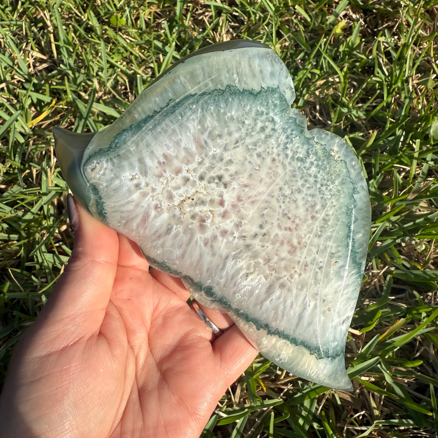 Natural Moss Agate Butterfly Crystal Wings