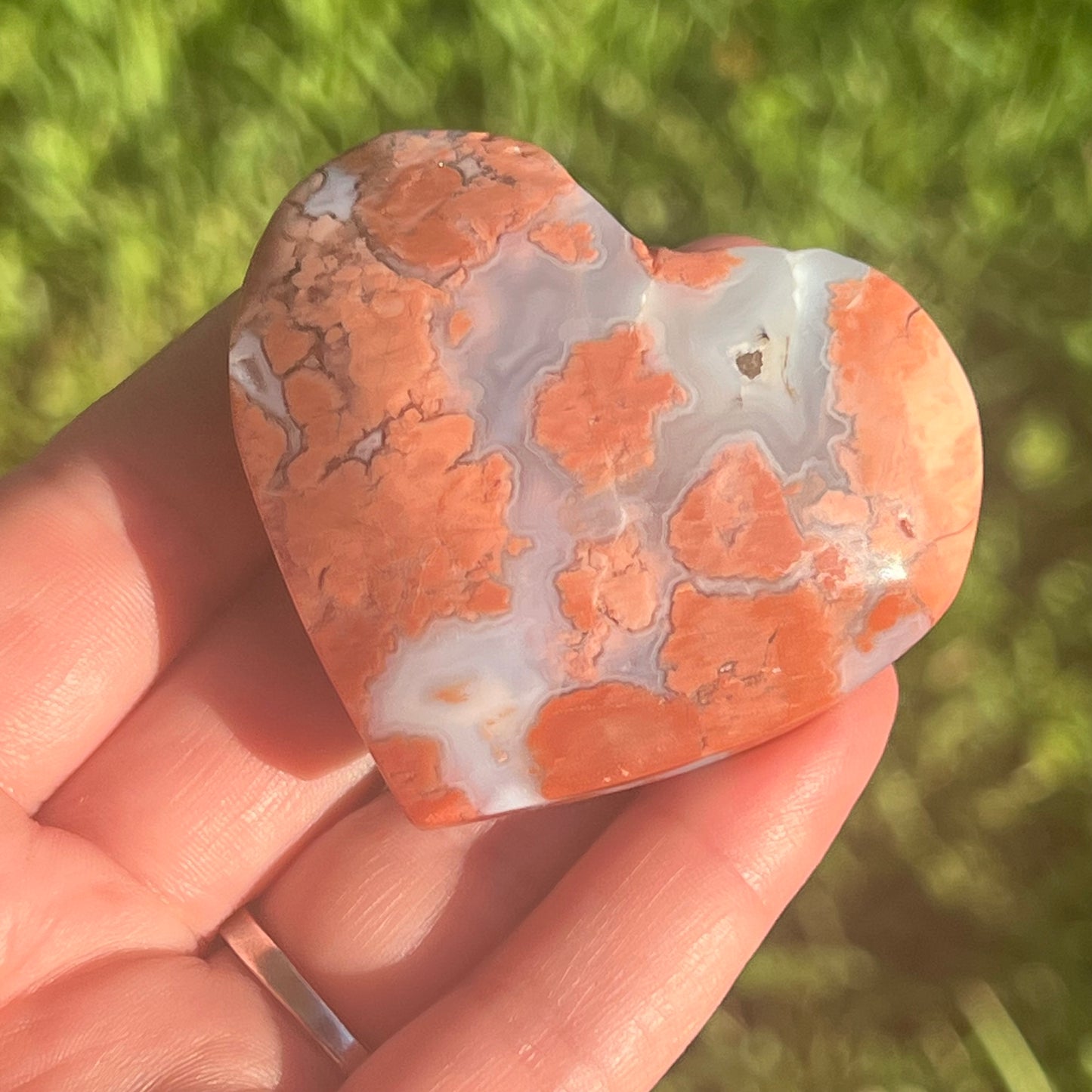 Pink Agate Crystal Heart Carving