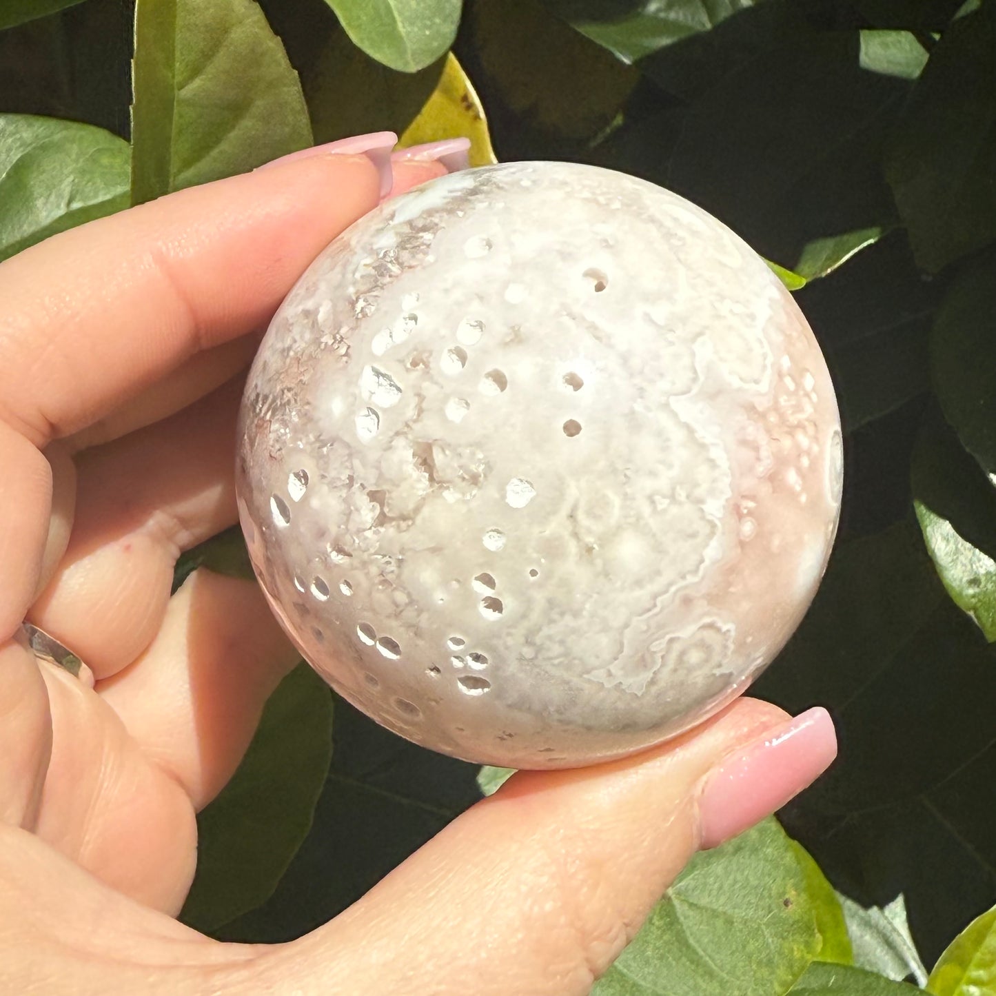 Pink Amethyst & Flower Agate Druzy Crystal Sphere