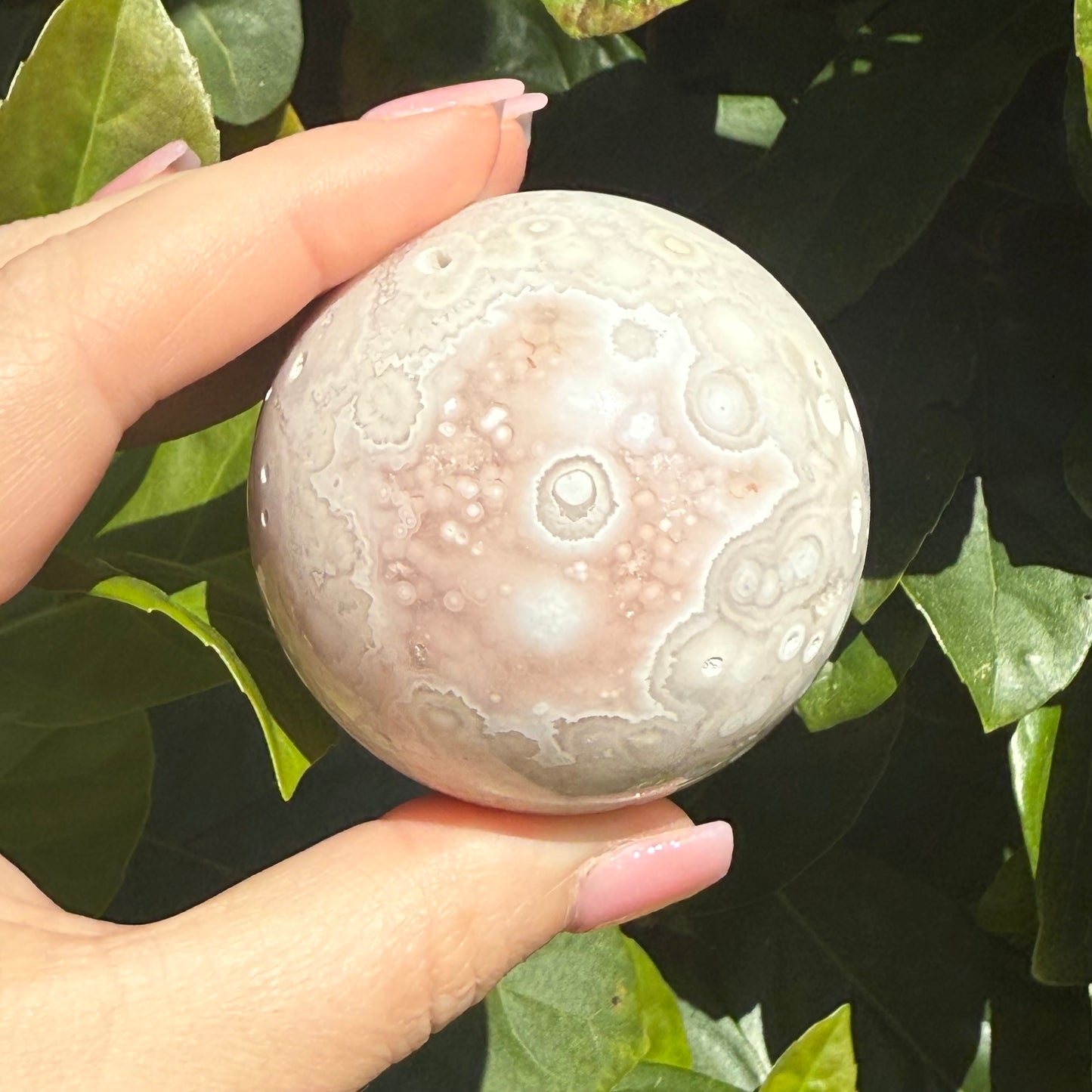 Pink Amethyst & Flower Agate Druzy Crystal Sphere