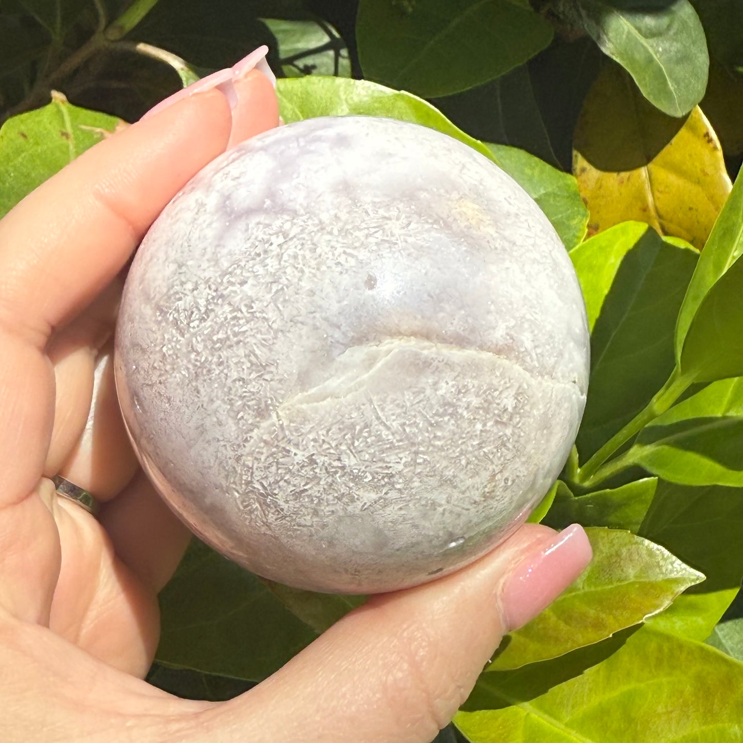 Pink Amethyst & Flower Agate Druzy Crystal Sphere