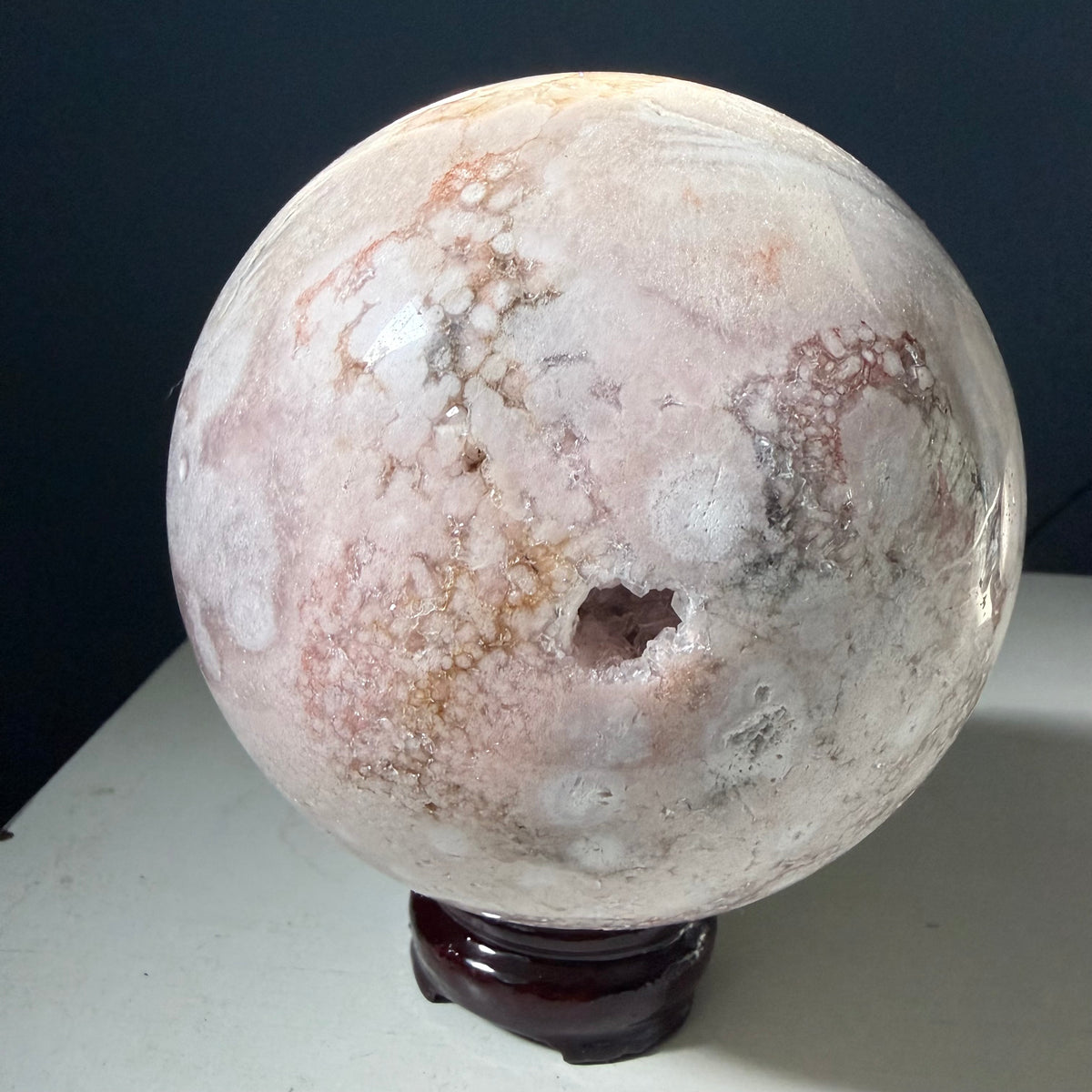 Pink Amethyst & Flower Agate Druzy Crystal Sphere 6lbs