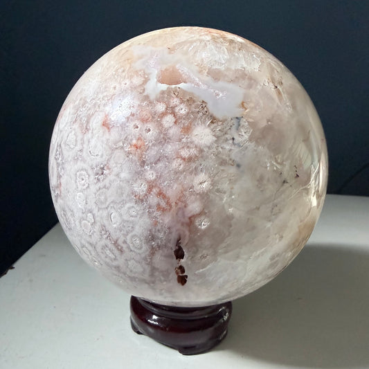 Pink Amethyst & Flower Agate Druzy Crystal Sphere 6lbs