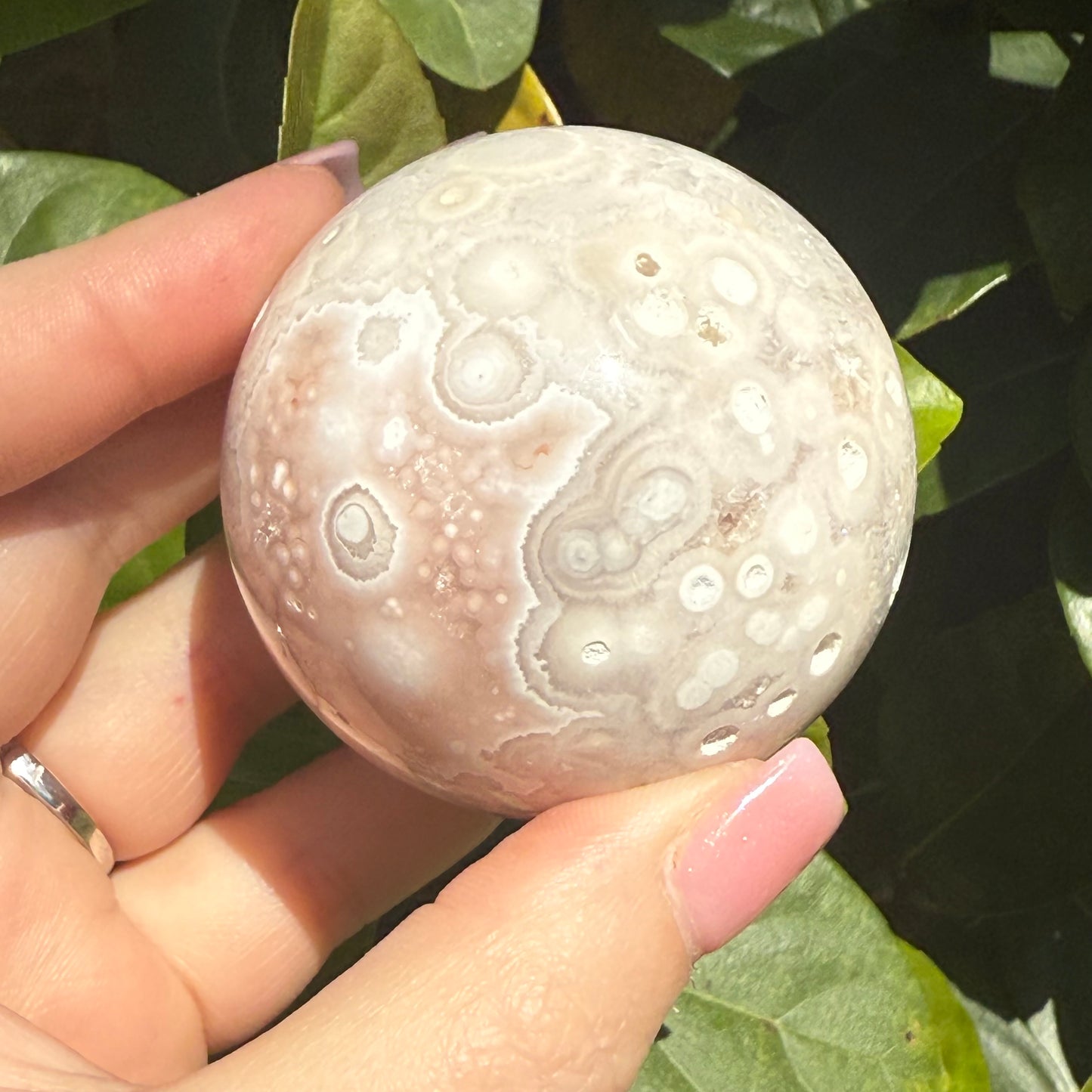 Pink Amethyst & Flower Agate Druzy Crystal Sphere