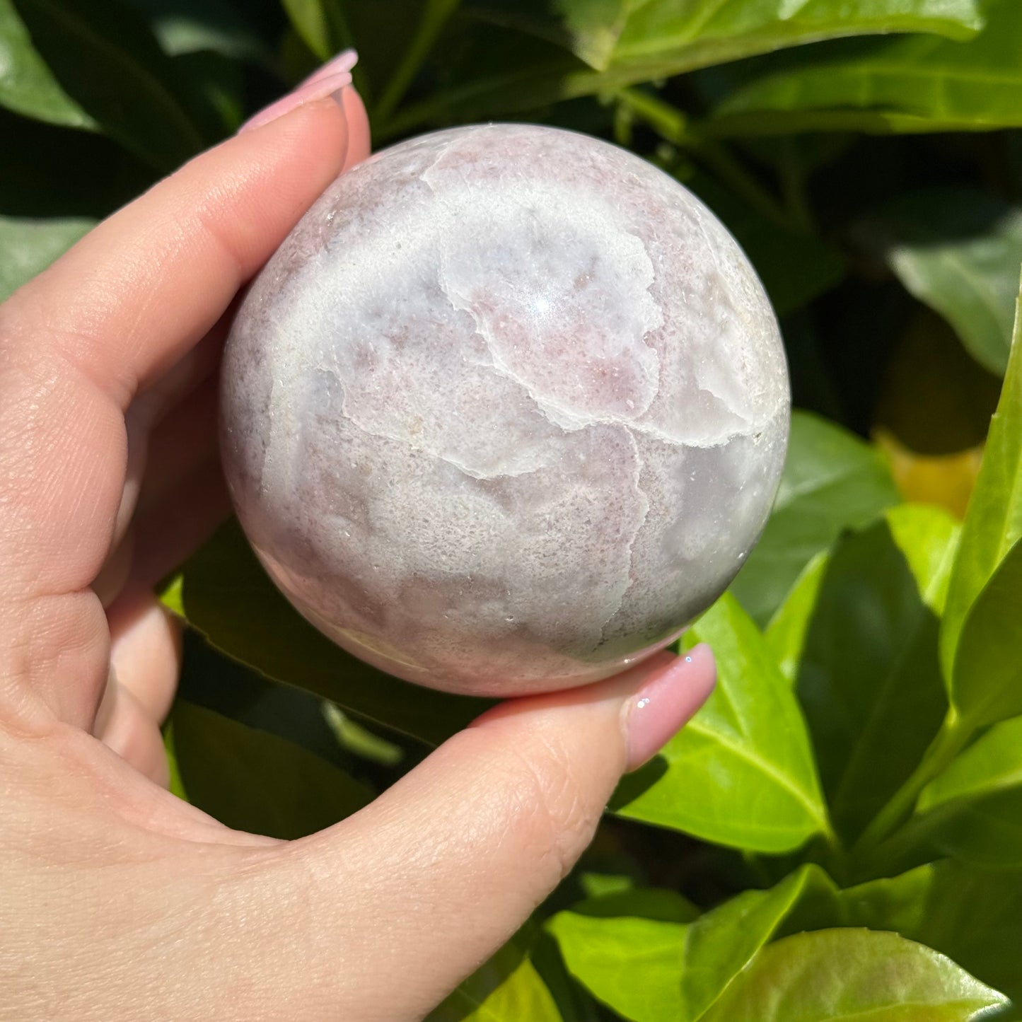 Pink Amethyst & Flower Agate Druzy Crystal Sphere