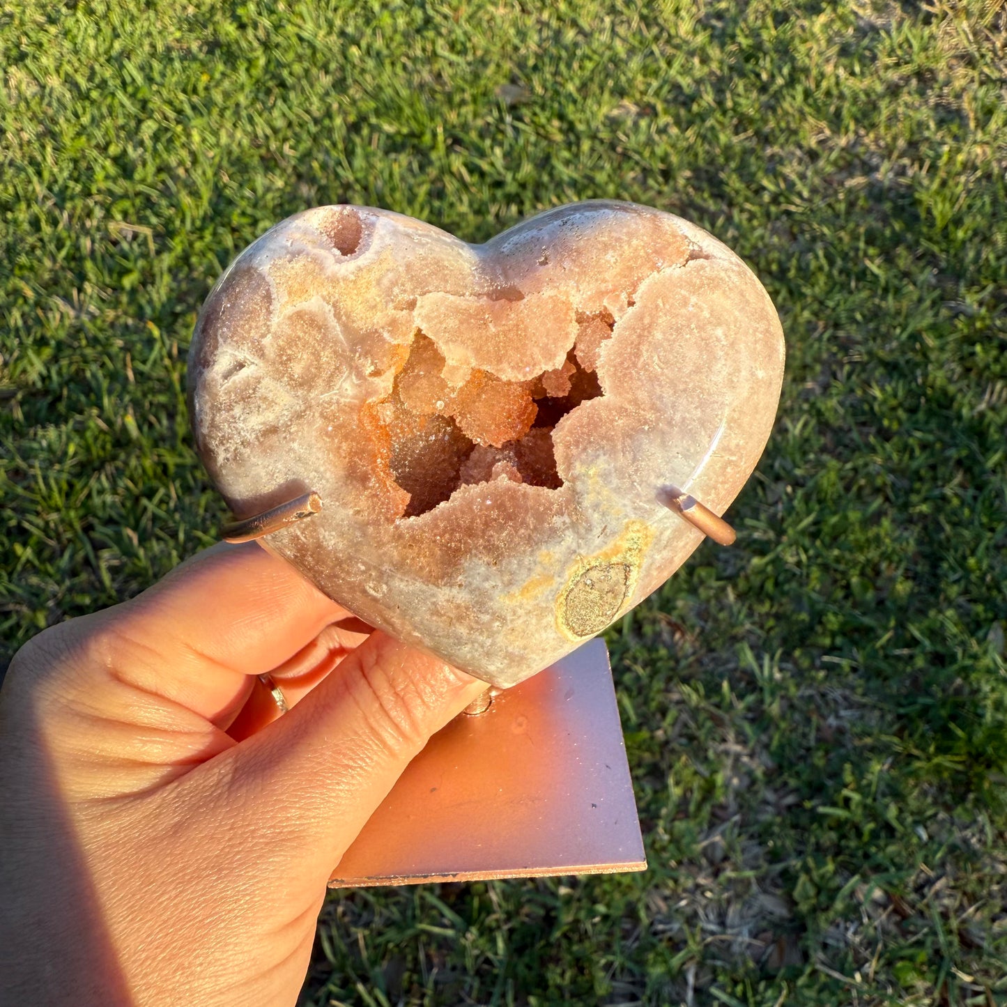Pink Amethyst Crystal Heart Carving