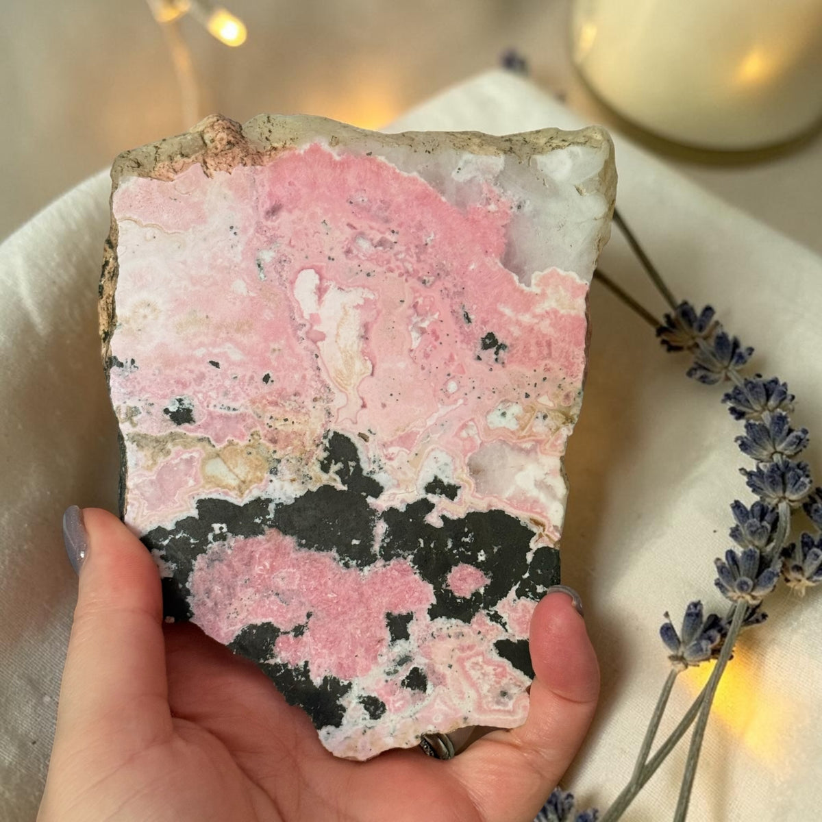 Peruvian Rhodochrosite Crystal Carving Slab