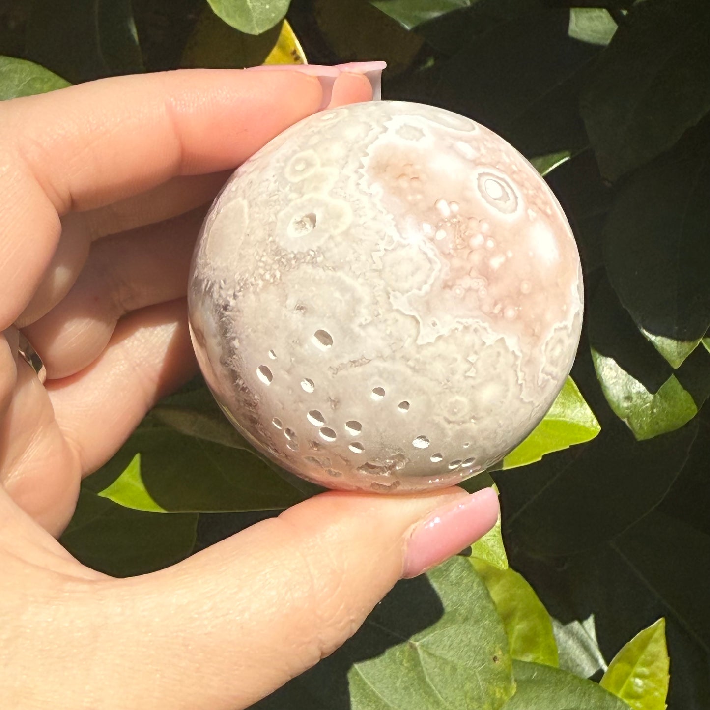 Pink Amethyst & Flower Agate Druzy Crystal Sphere