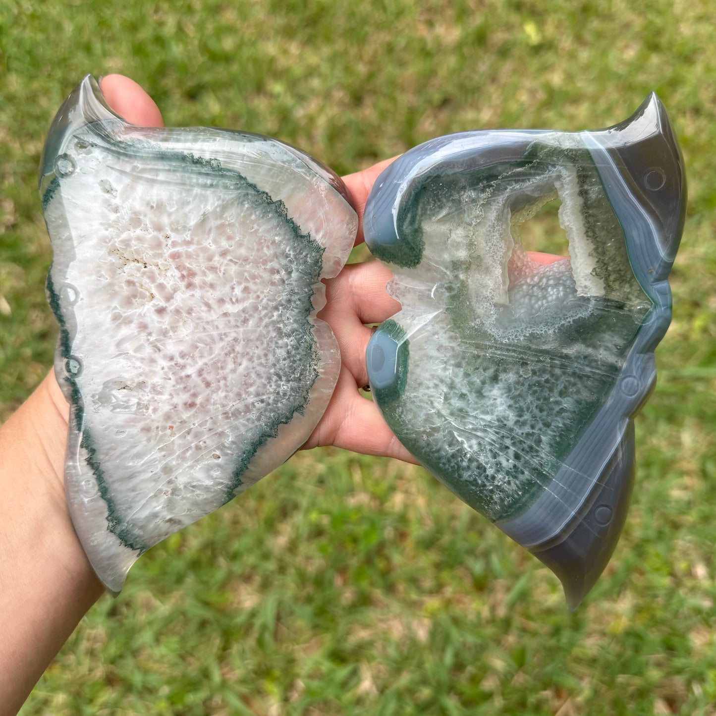 Natural Moss Agate Butterfly Crystal Wings