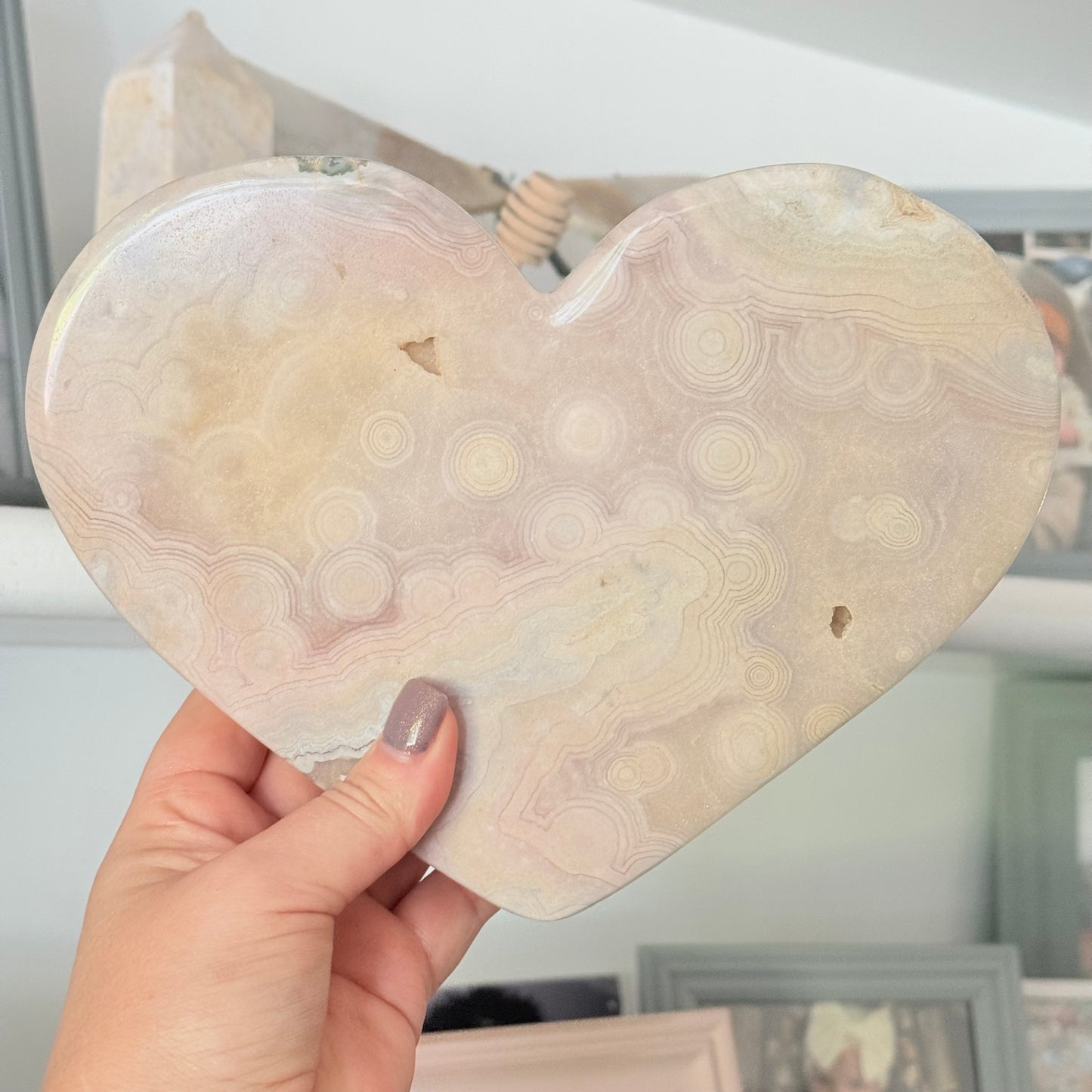 Pink Amethyst & Flower Agate Druzy Crystal Heart