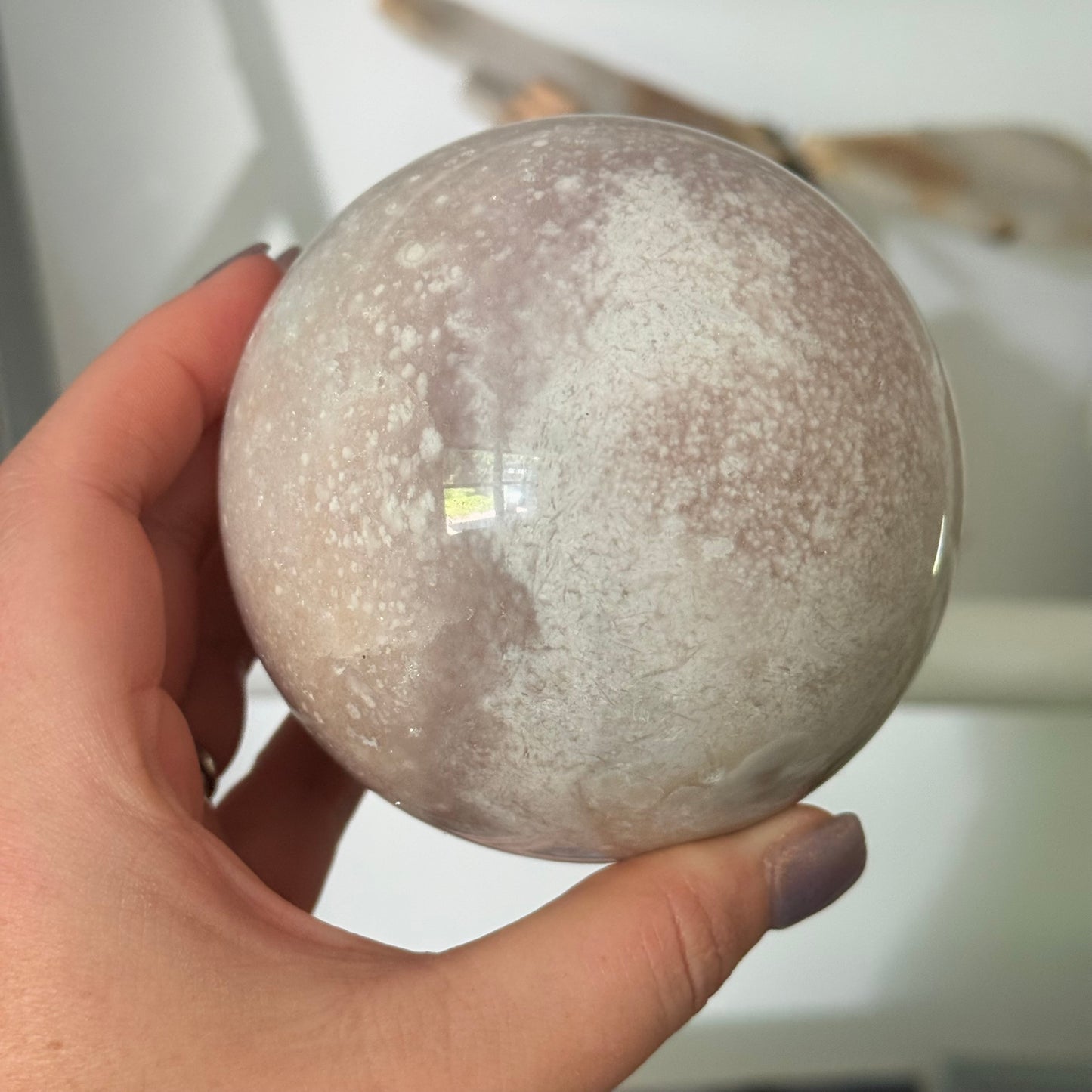 Pink Amethyst & Flower Agate Crystal Sugar Druzy Sphere