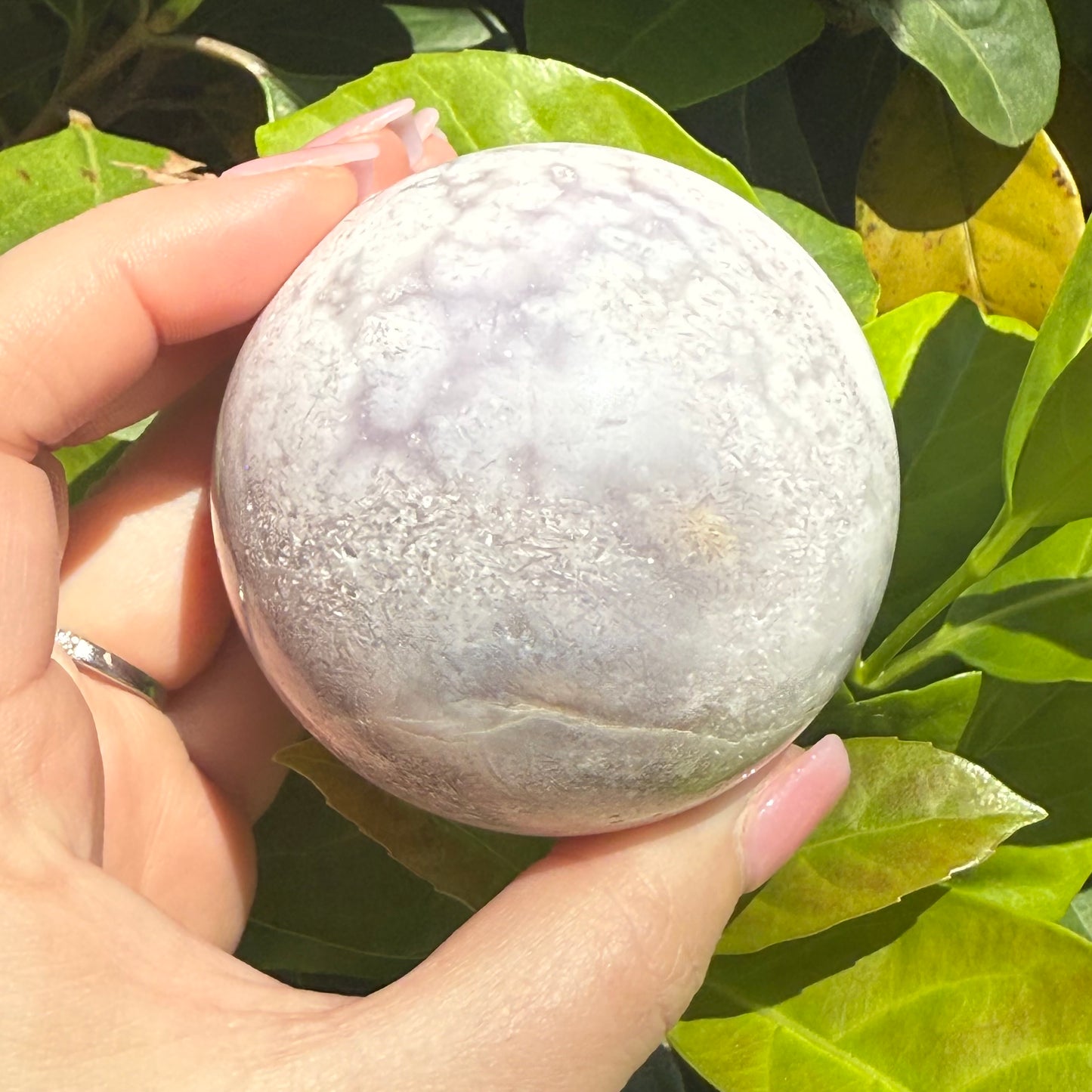 Pink Amethyst & Flower Agate Druzy Crystal Sphere