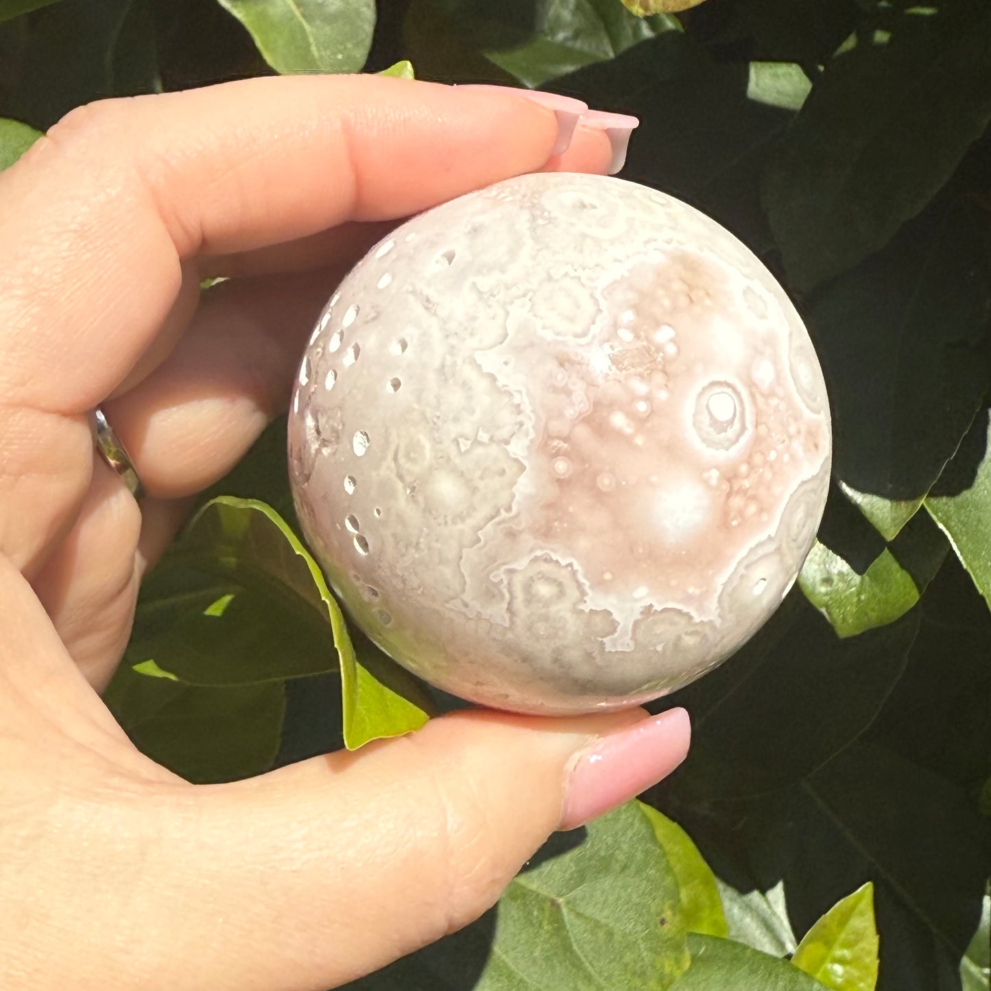 Pink Amethyst & Flower Agate Druzy Crystal Sphere