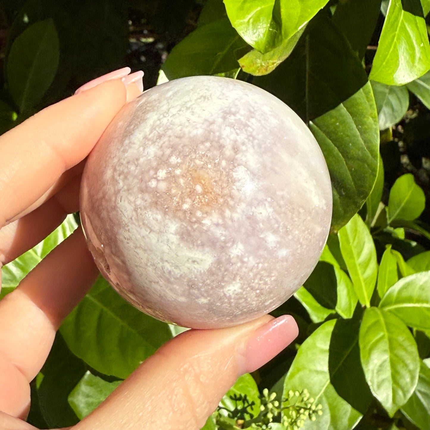Pink Amethyst & Flower Agate Druzy Crystal Sphere
