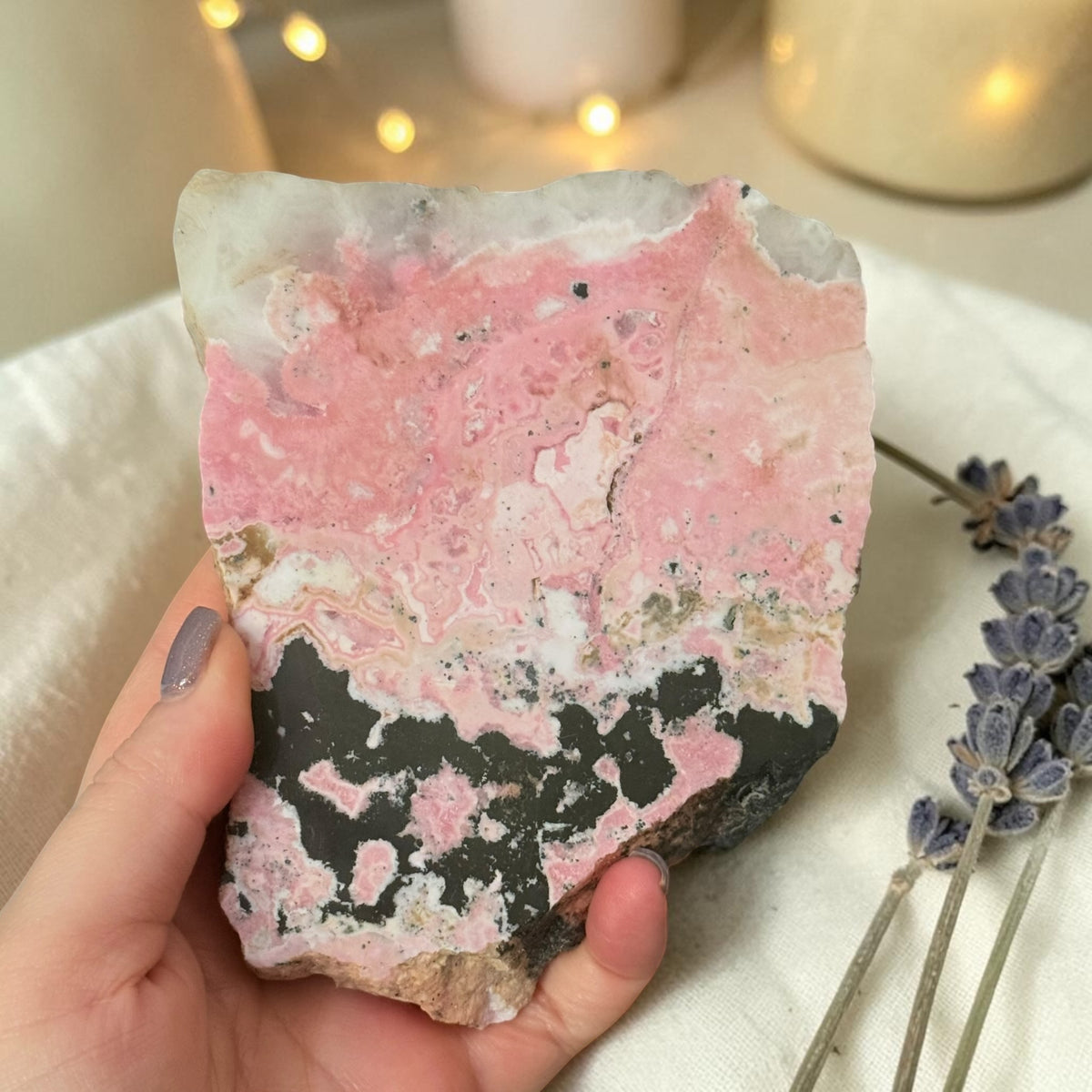 Peruvian Rhodochrosite Crystal Carving Slab