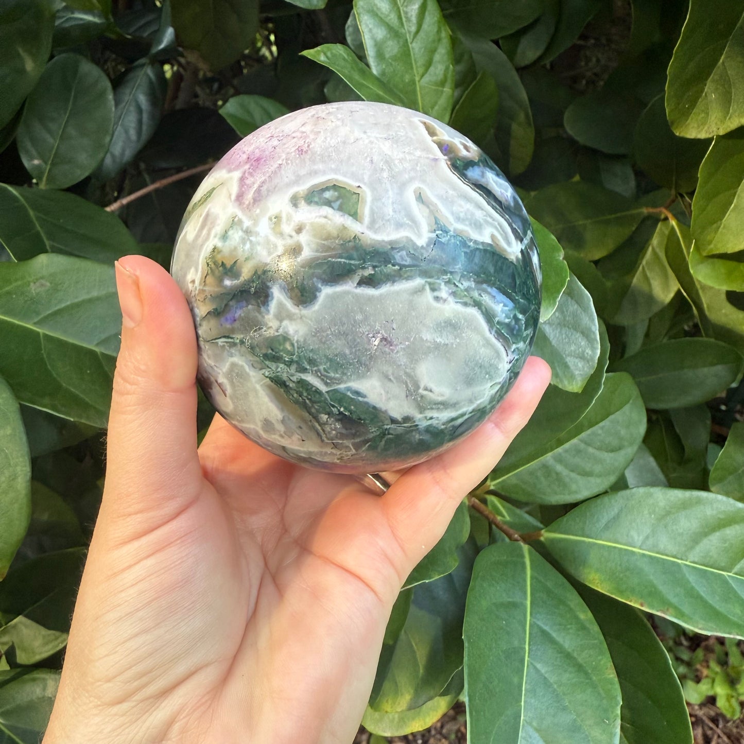 Moss Agate Crystal Sphere