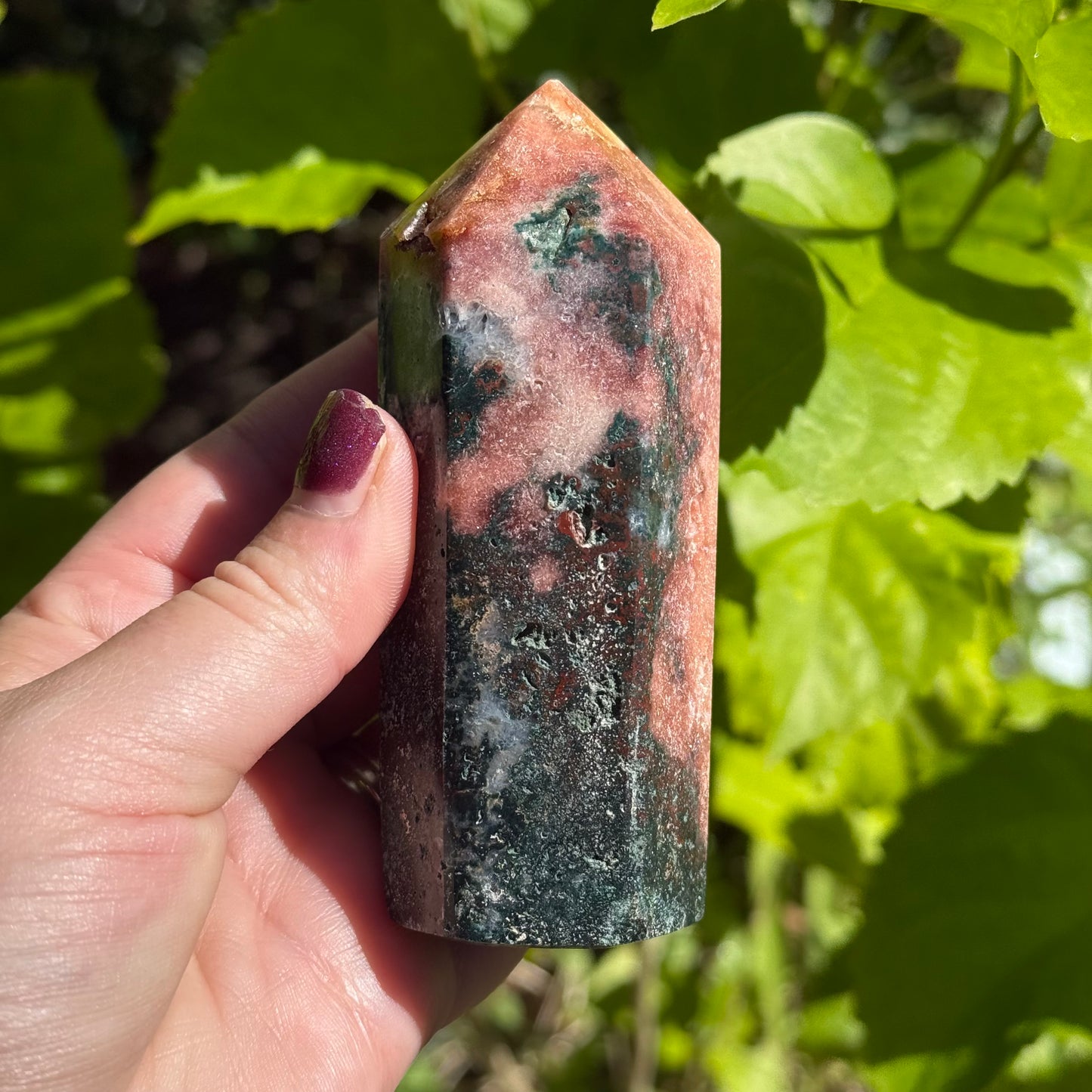 Pink Amethyst & Jasper Crystal Tower